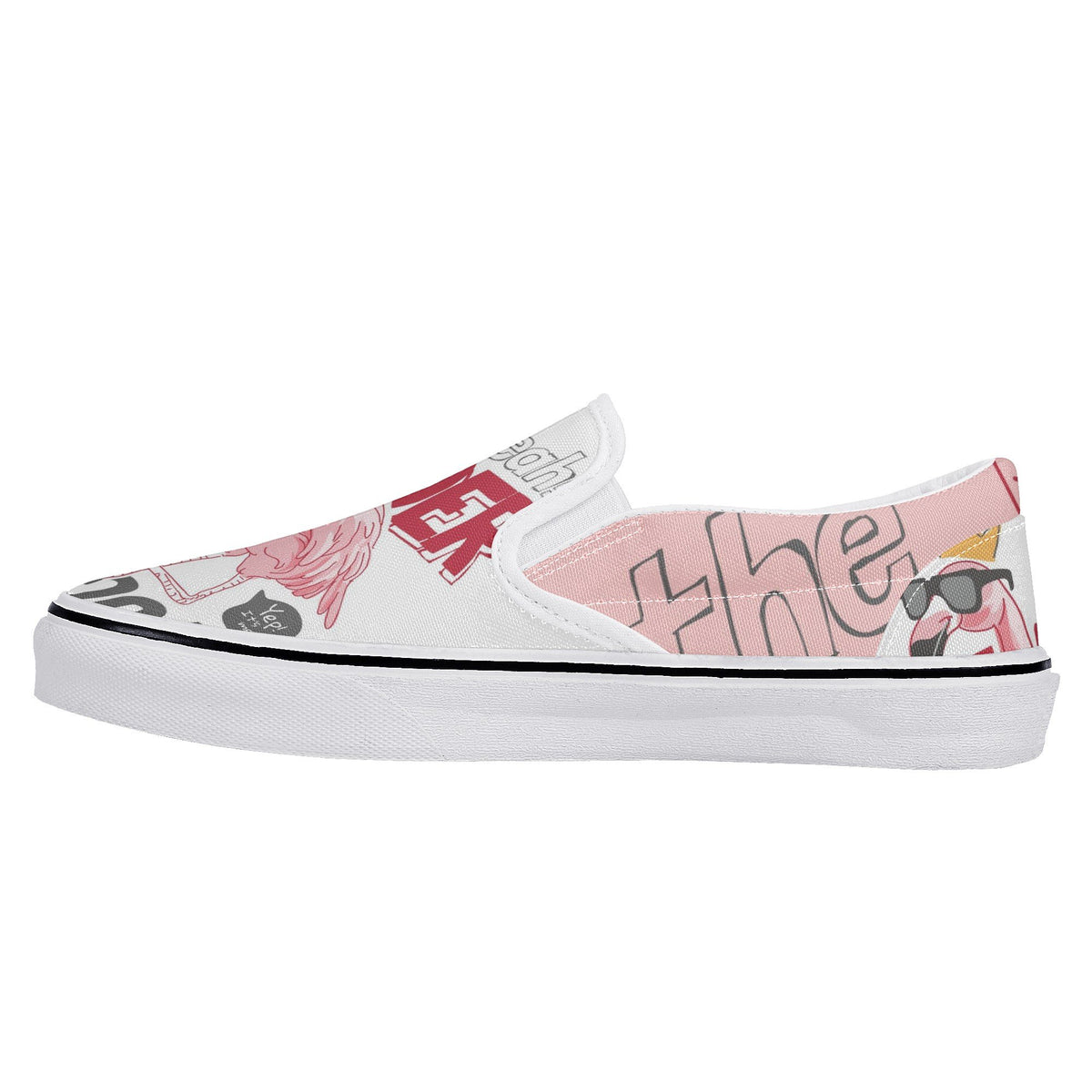 Flamingo Custom Vans Slip On Shoes