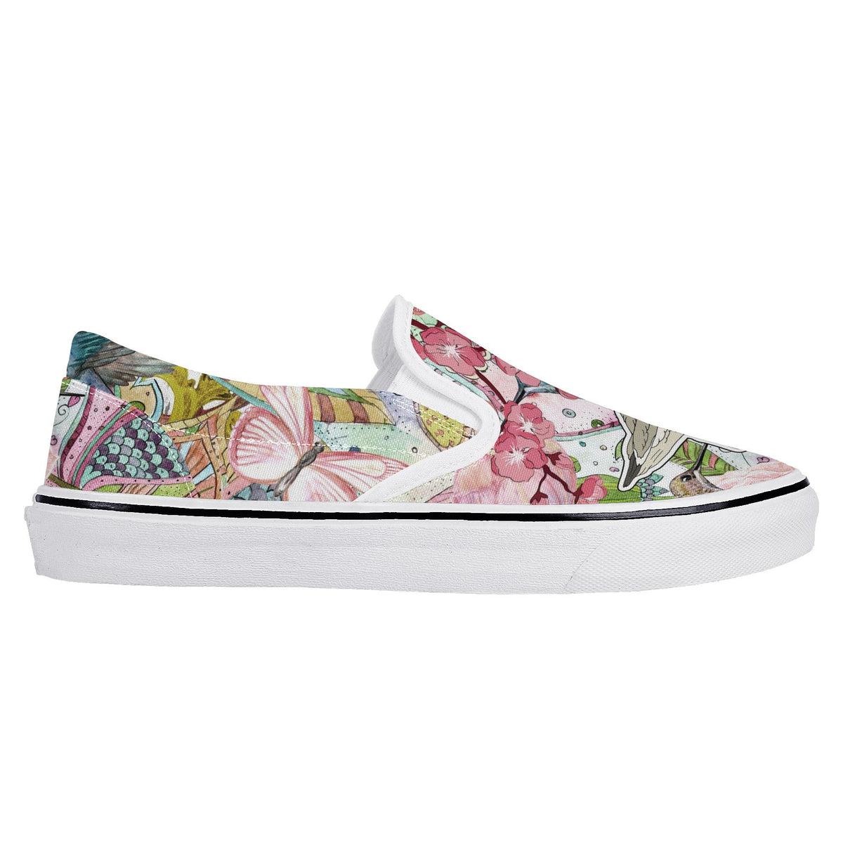 Flower Custom Vans Slip On Shoes