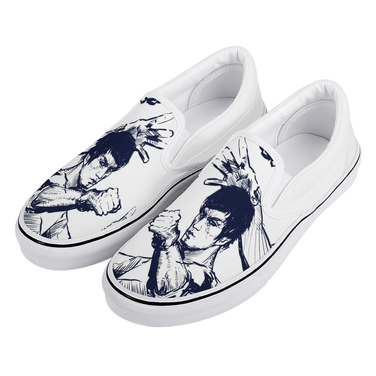 Bruce Lee Custom Vans Slip On Shoes
