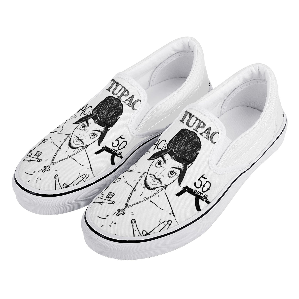 Tupac Shakur Custom Vans Slip On Shoes