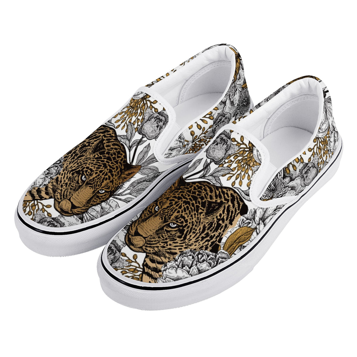 Cheetah Custom Vans Slip On Shoes