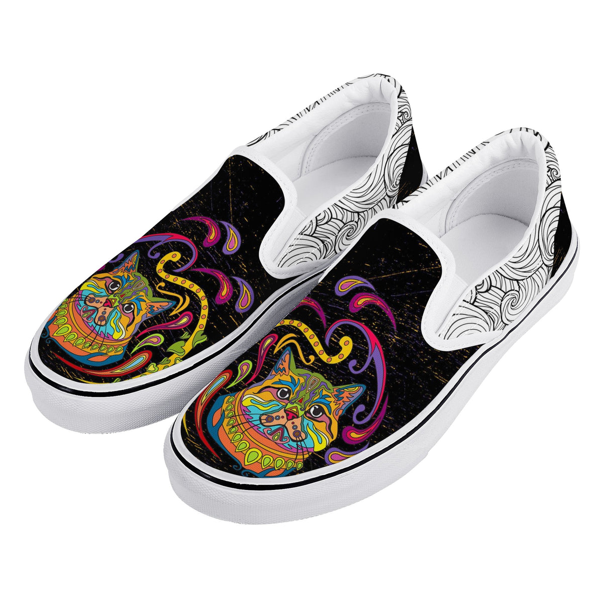 Cat Custom Vans Slip On Shoes