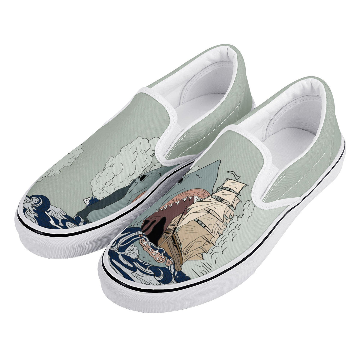 Animal Shark Custom Vans Slip On Shoes