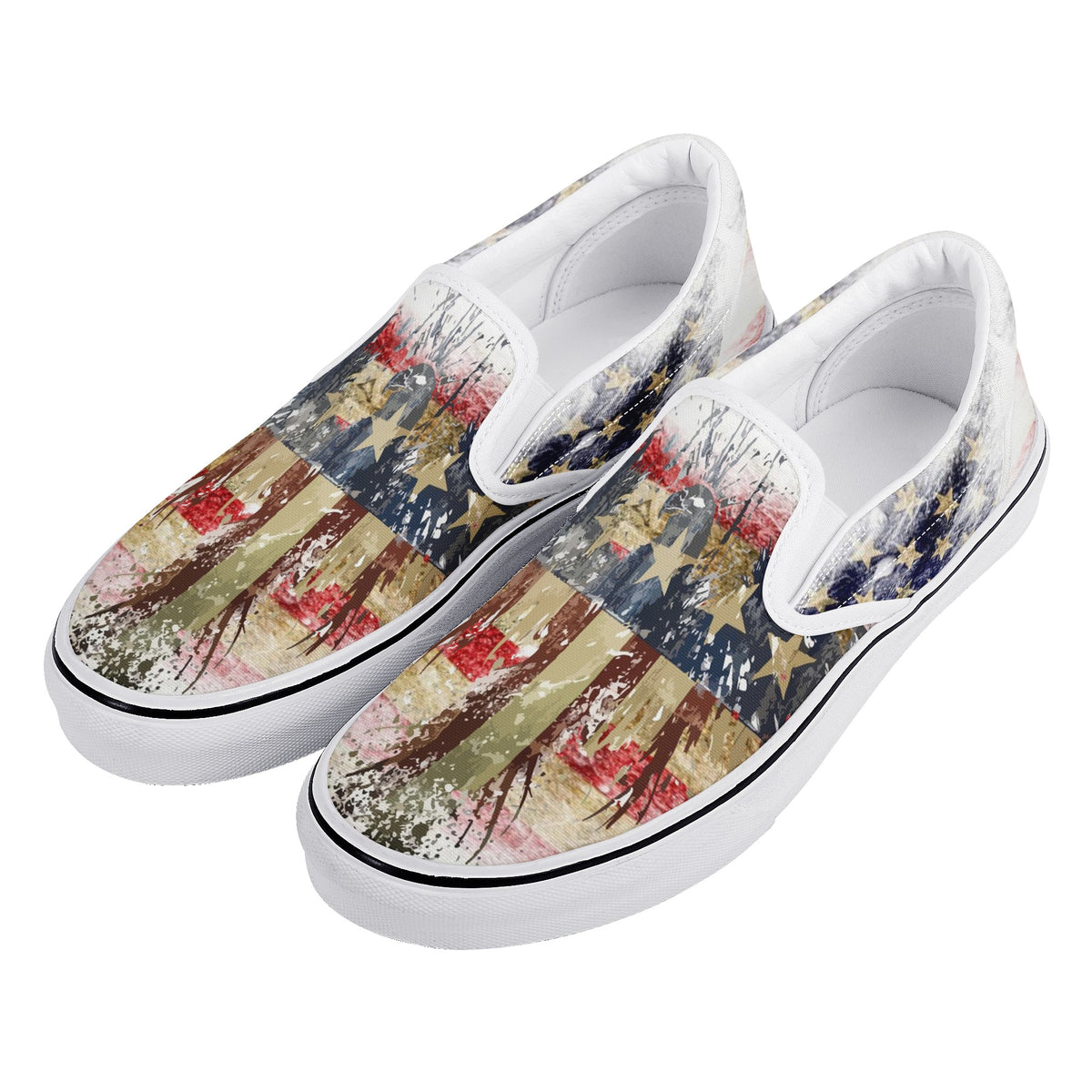 American Flag Custom Vans Slip On Shoes