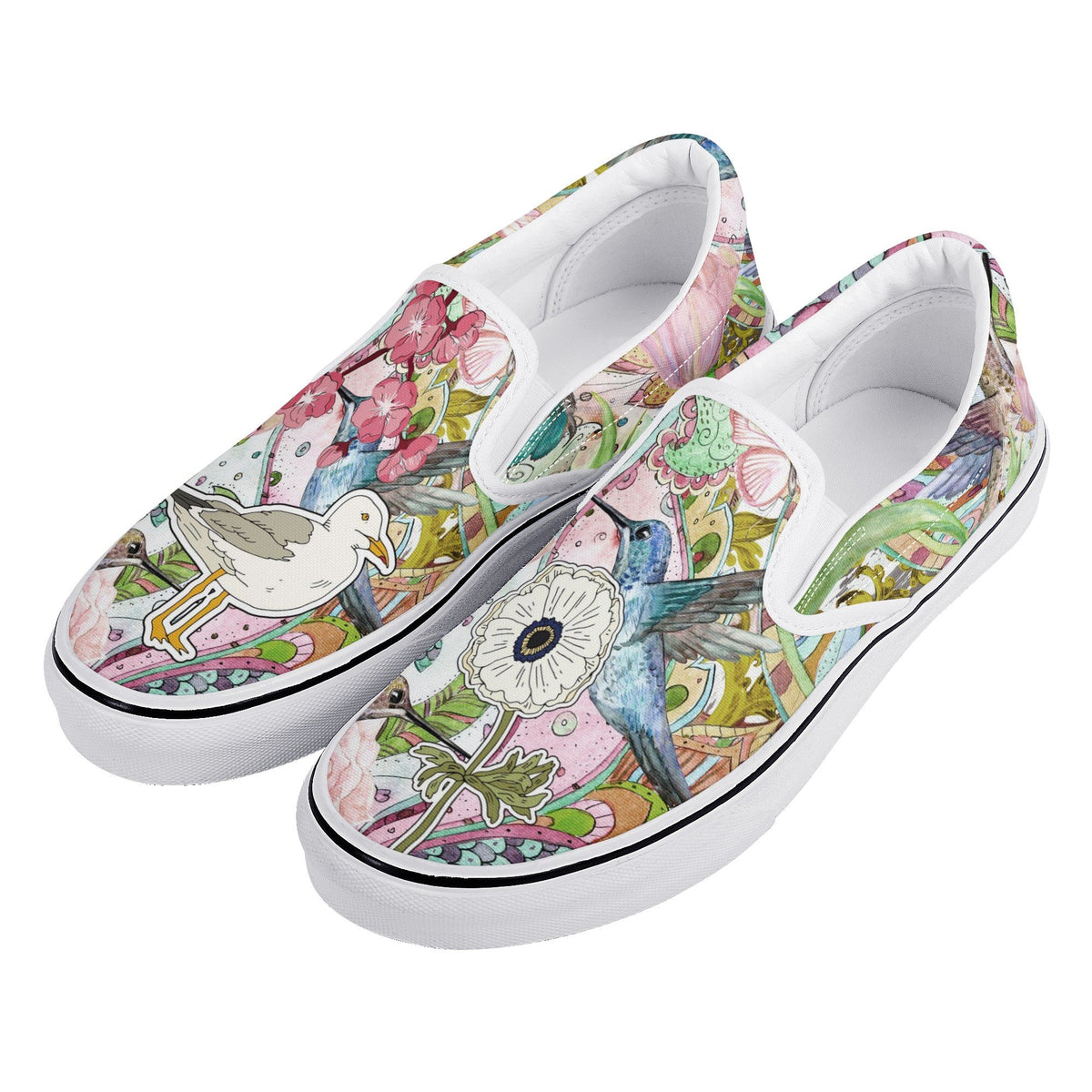 Flower Custom Vans Slip On Shoes