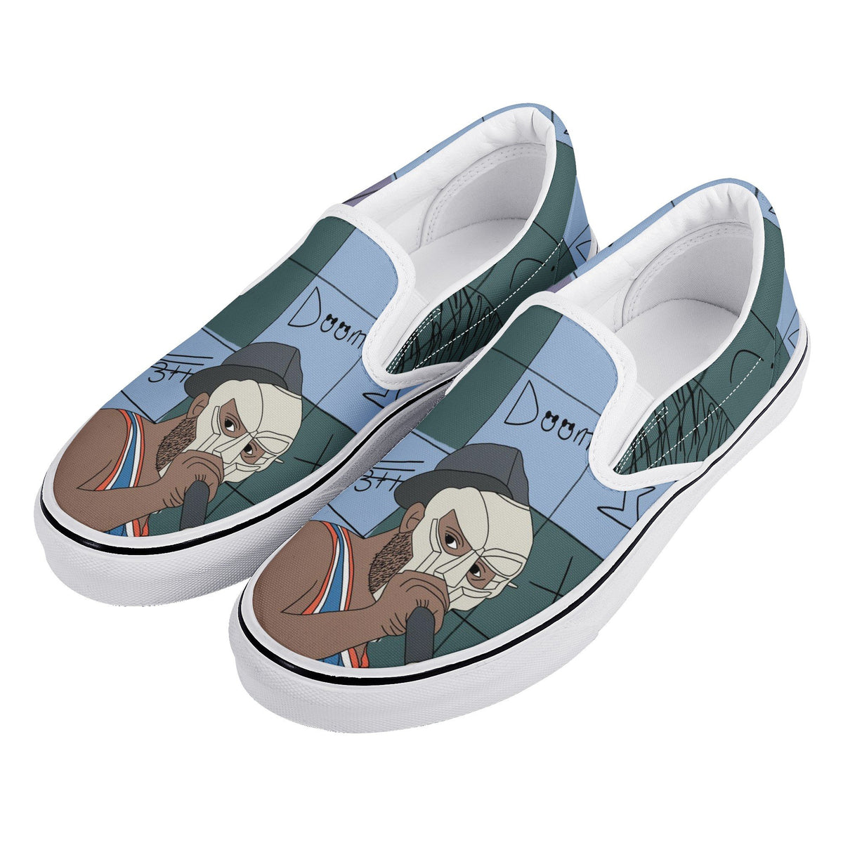 Mf Doom Custom Vans Slip On Shoes