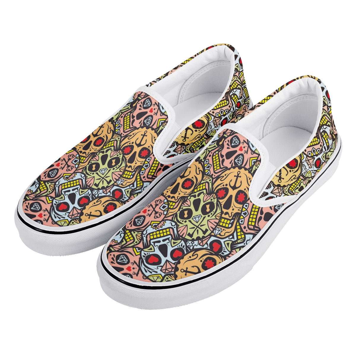 Skull Custom Vans Slip On Shoes