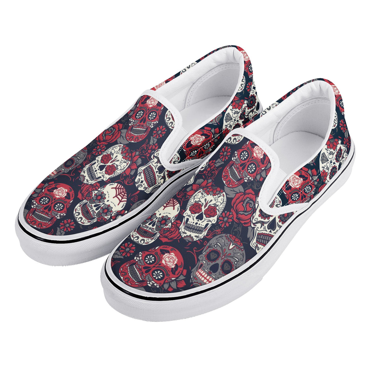 Skull Custom Vans Slip On Shoes