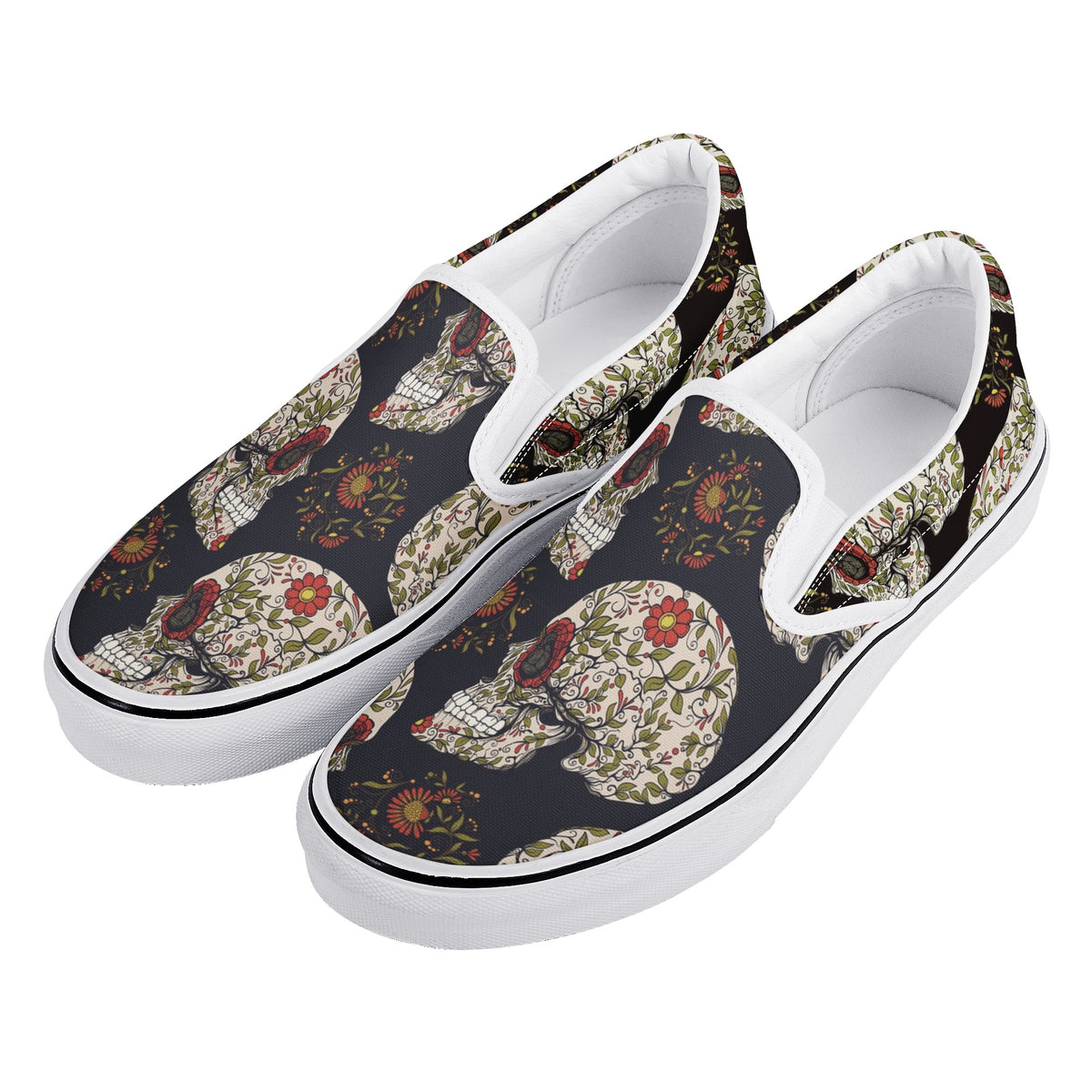 Skull Custom Vans Slip On Shoes