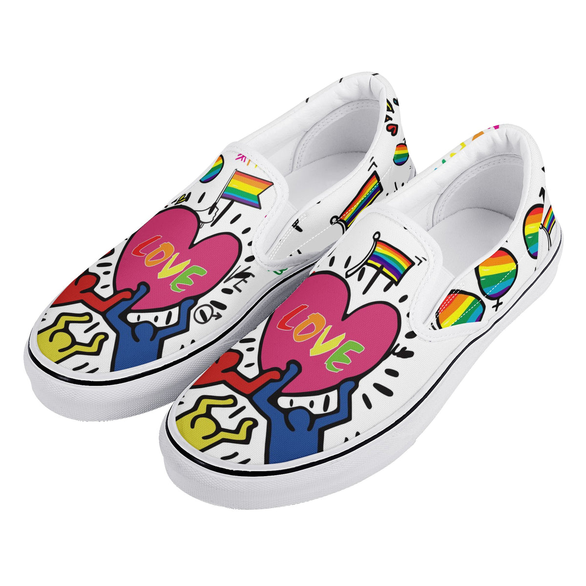 Rainbow Custom Vans Slip On Shoes