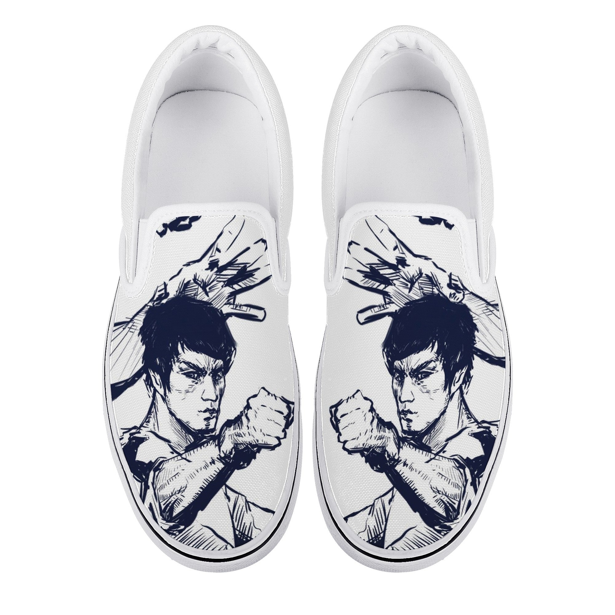 Bruce Lee Custom Vans Slip On Shoes