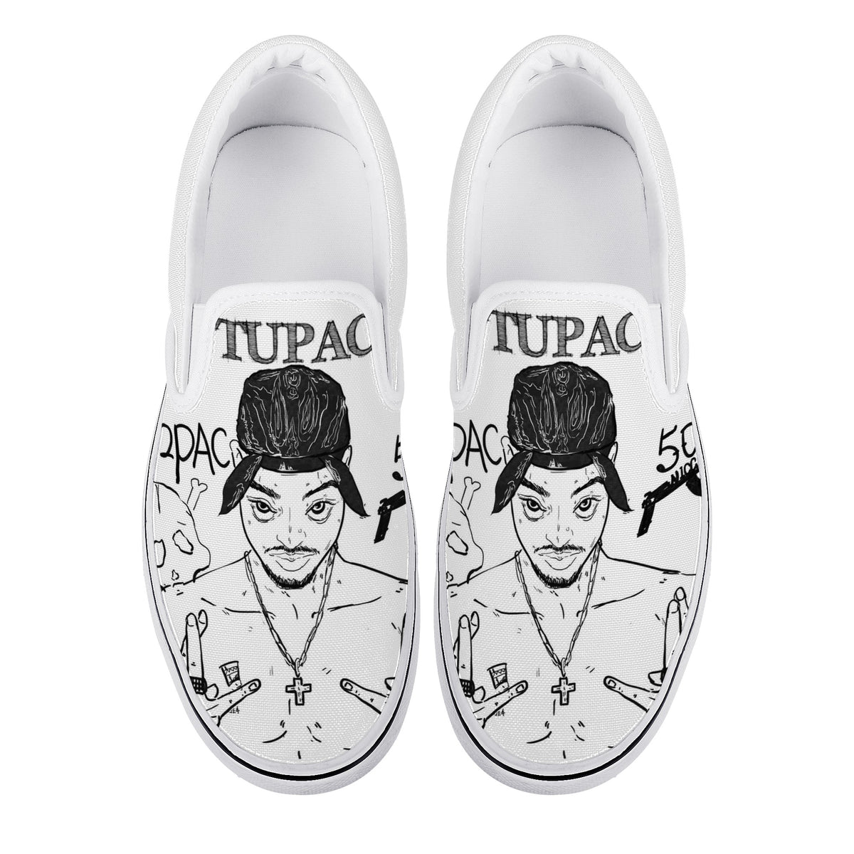 Tupac Shakur Custom Vans Slip On Shoes
