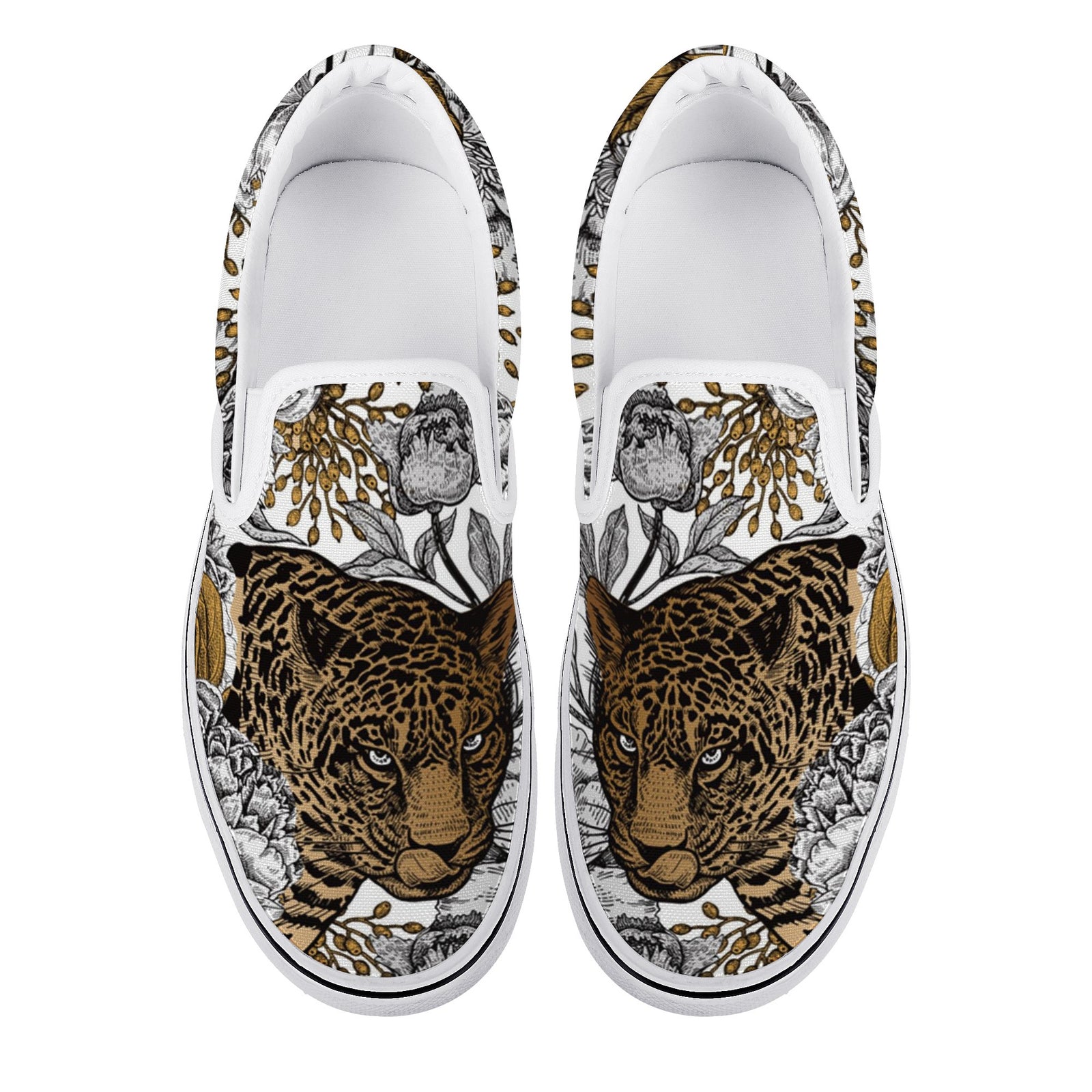 Cheetah Custom Vans Slip On Shoes