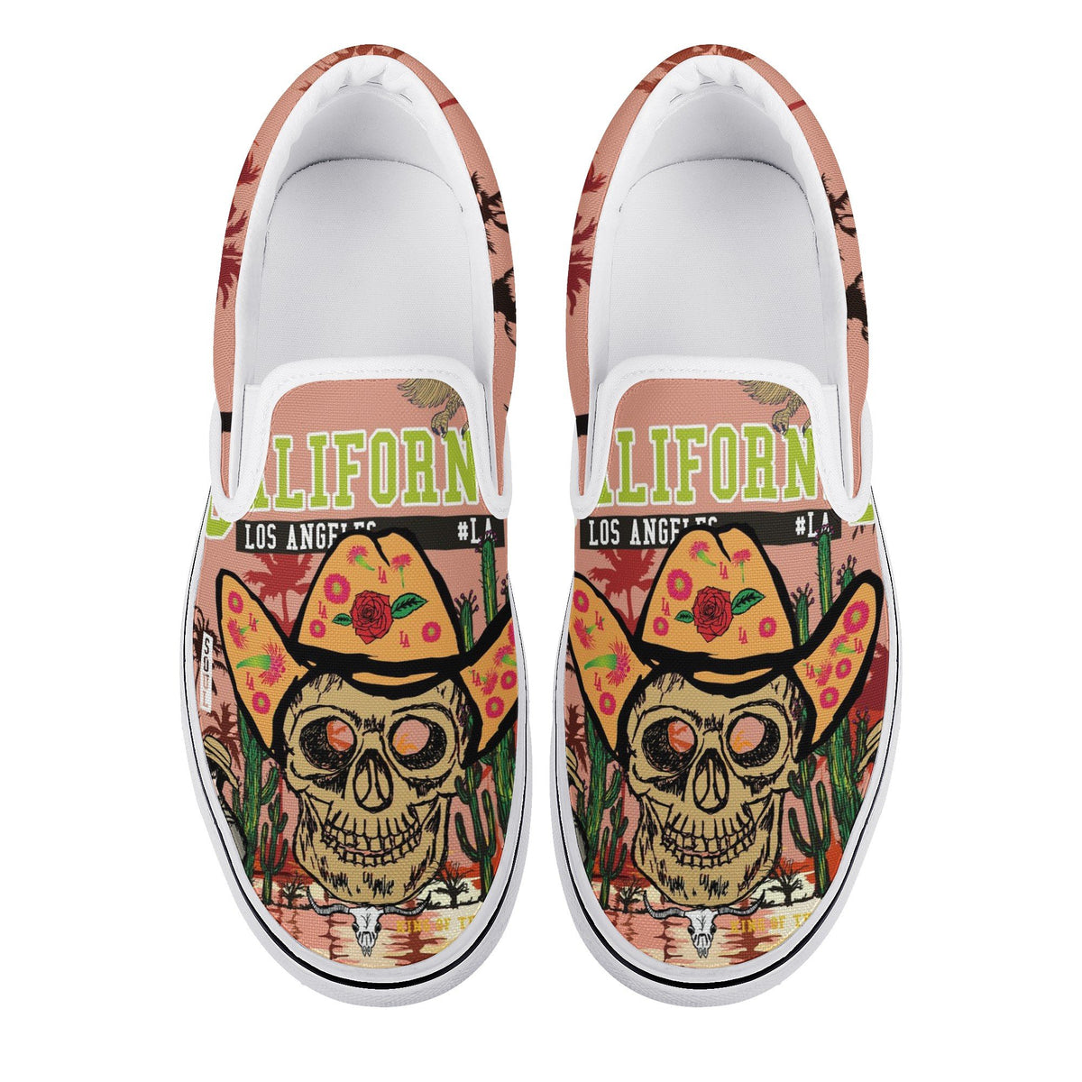 Skull Custom Vans Slip On Shoes