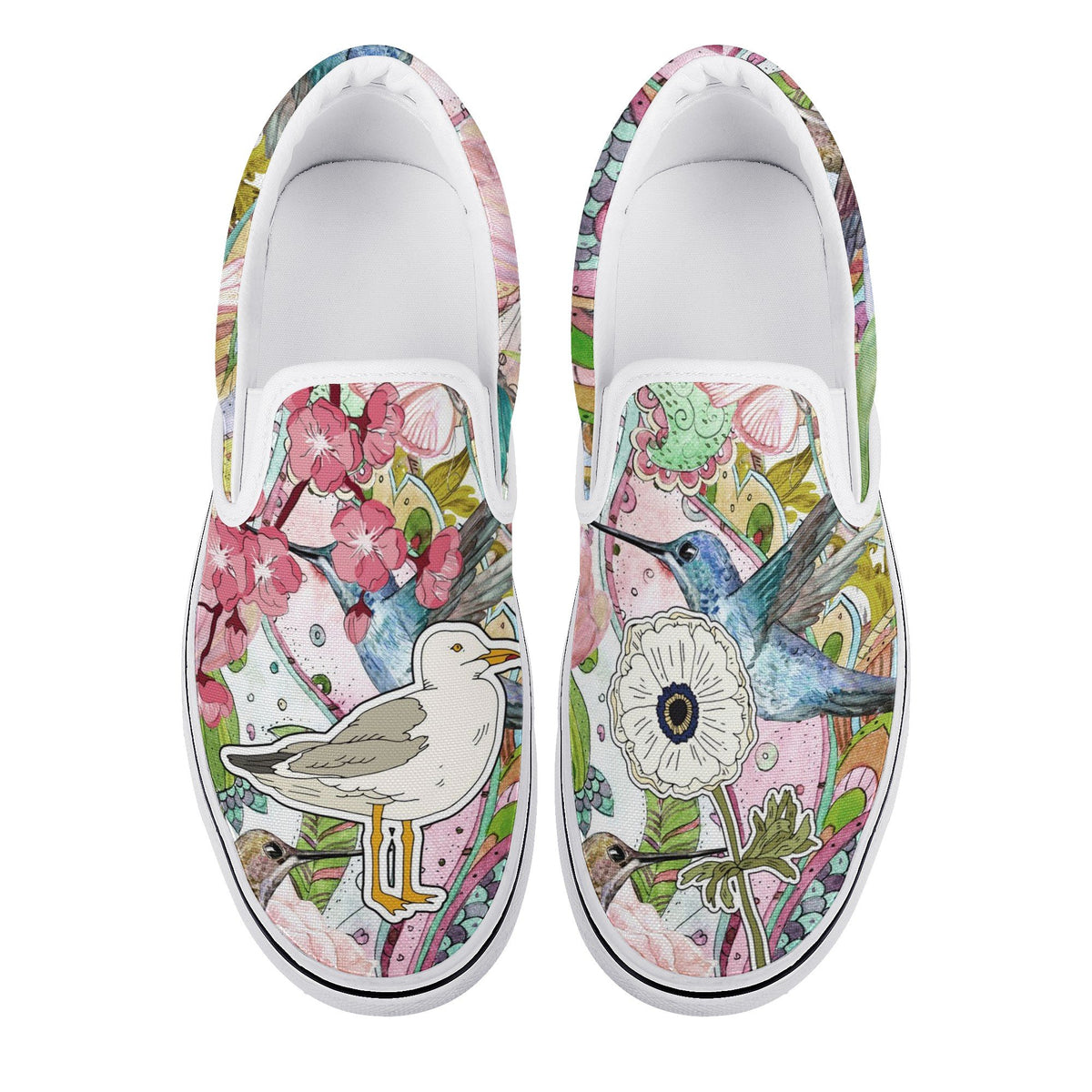 Flower Custom Vans Slip On Shoes