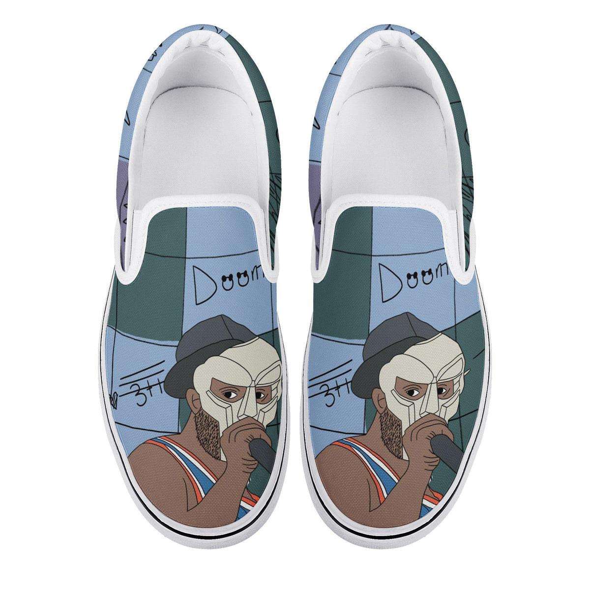 Mf Doom Custom Vans Slip On Shoes