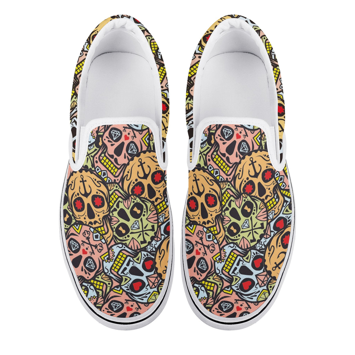 Skull Custom Vans Slip On Shoes