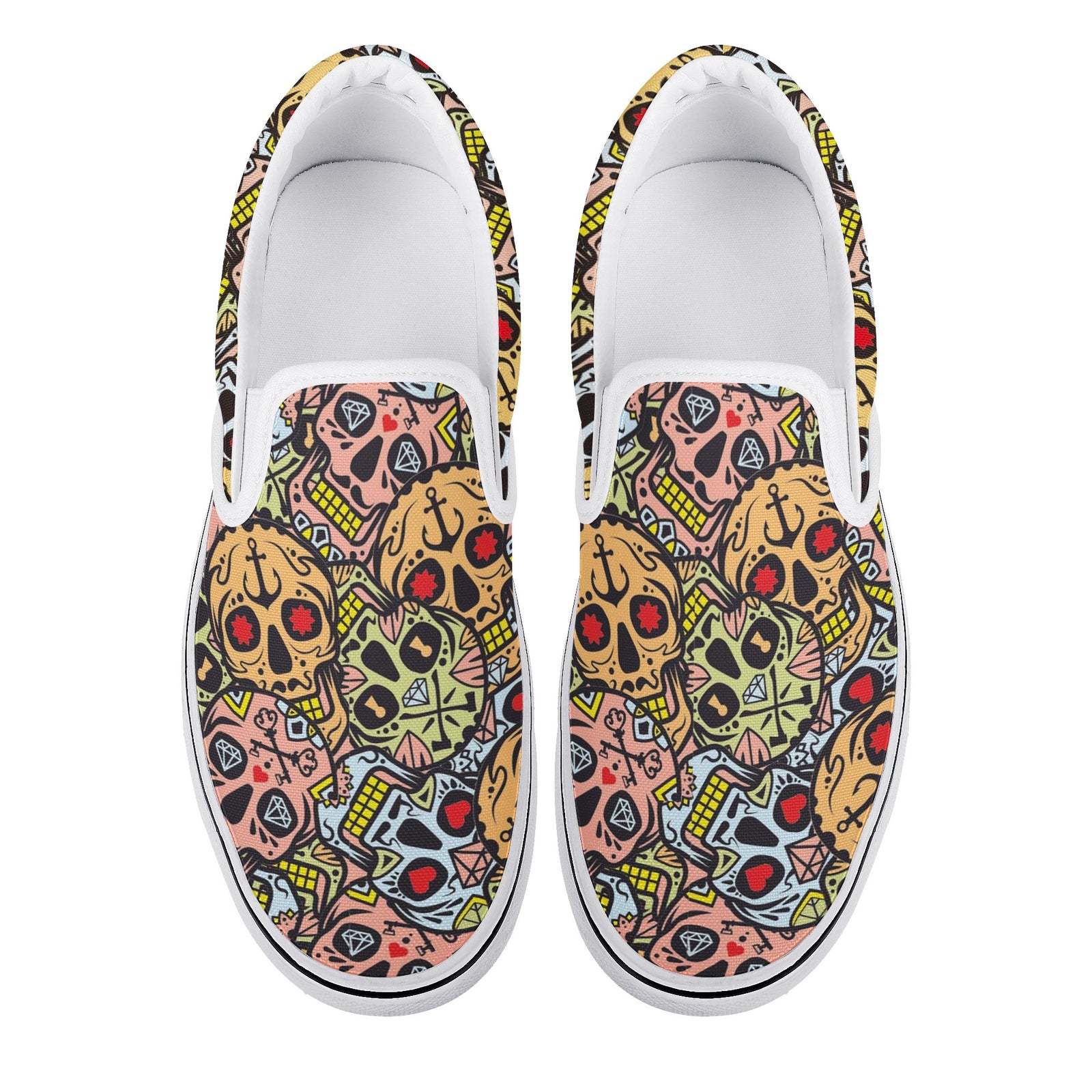 Skull Custom Vans Slip On Shoes