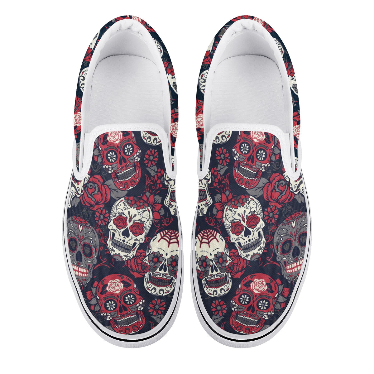 Skull Custom Vans Slip On Shoes
