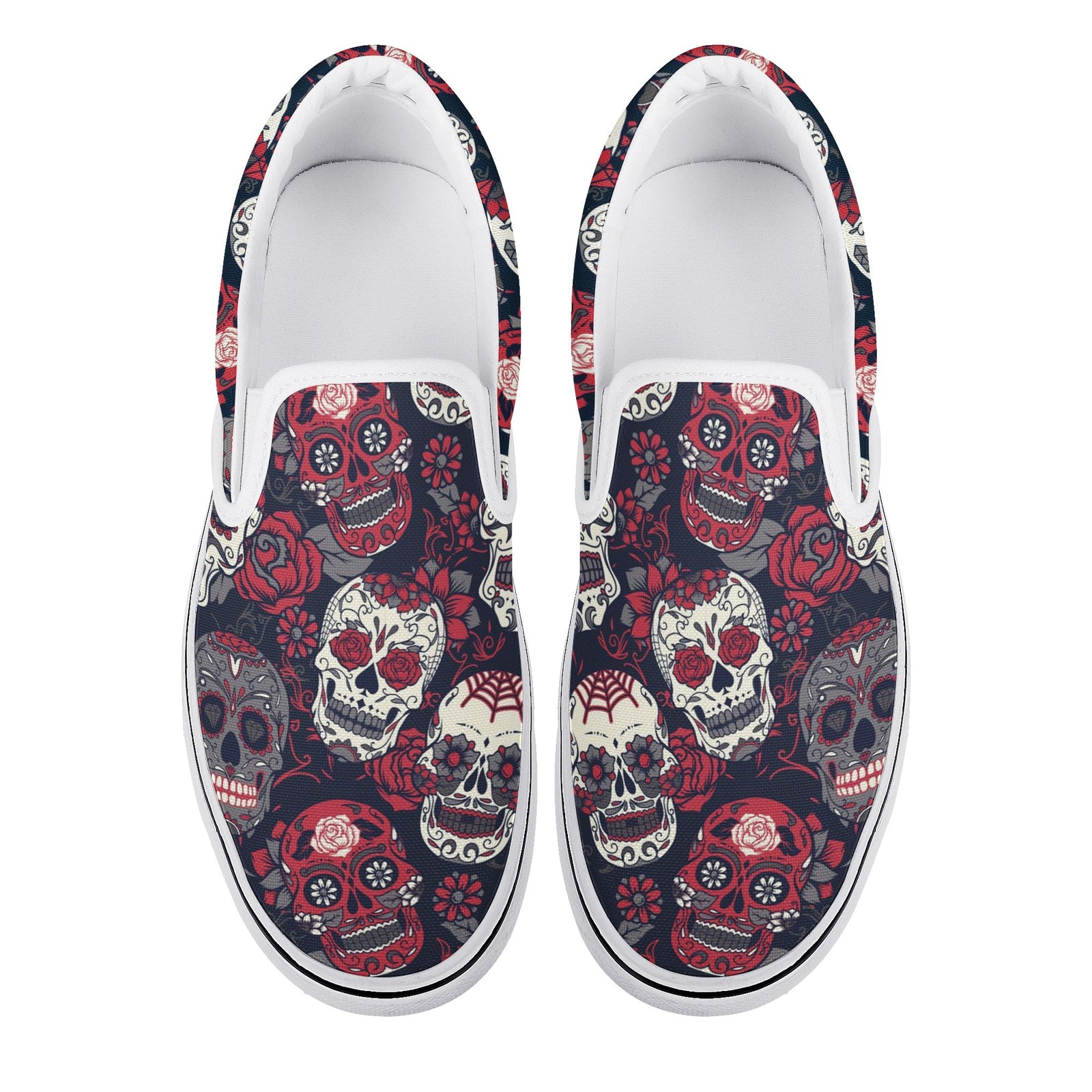 Skull Custom Vans Slip On Shoes