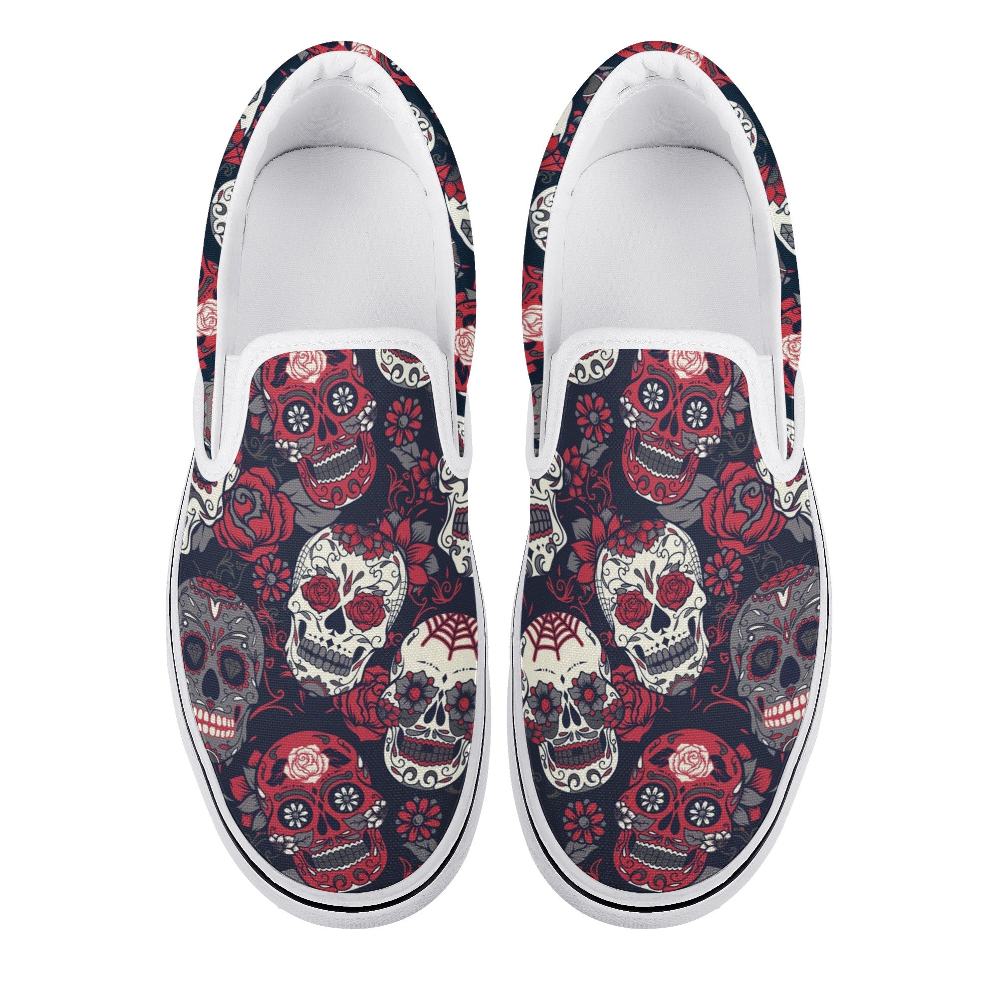 Skull Custom Vans Slip On Shoes