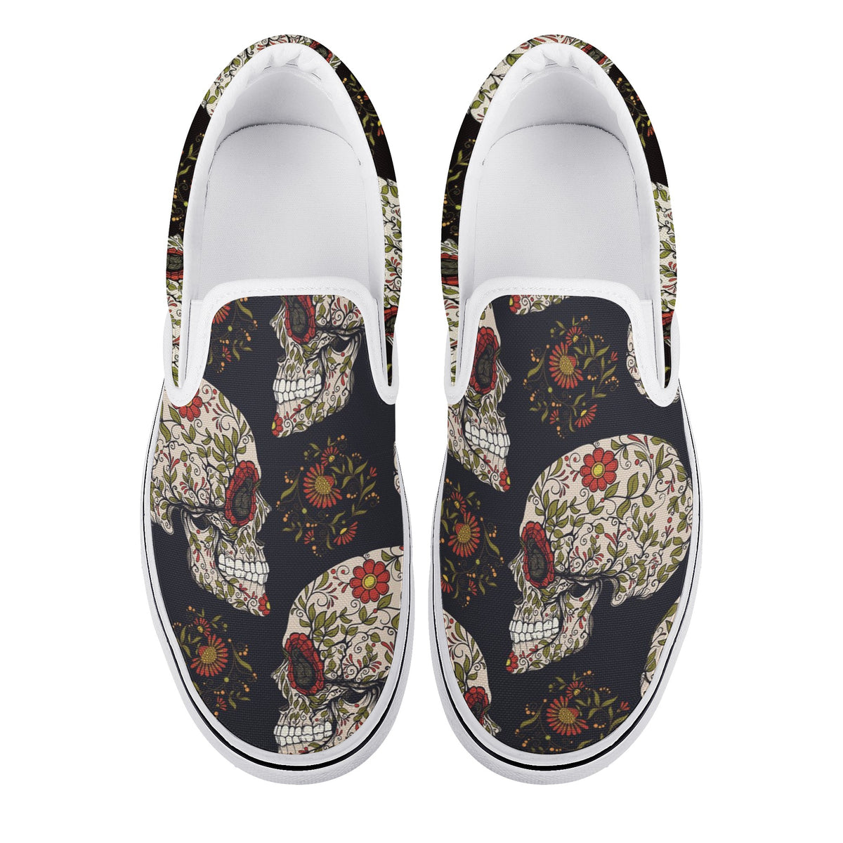Skull Custom Vans Slip On Shoes