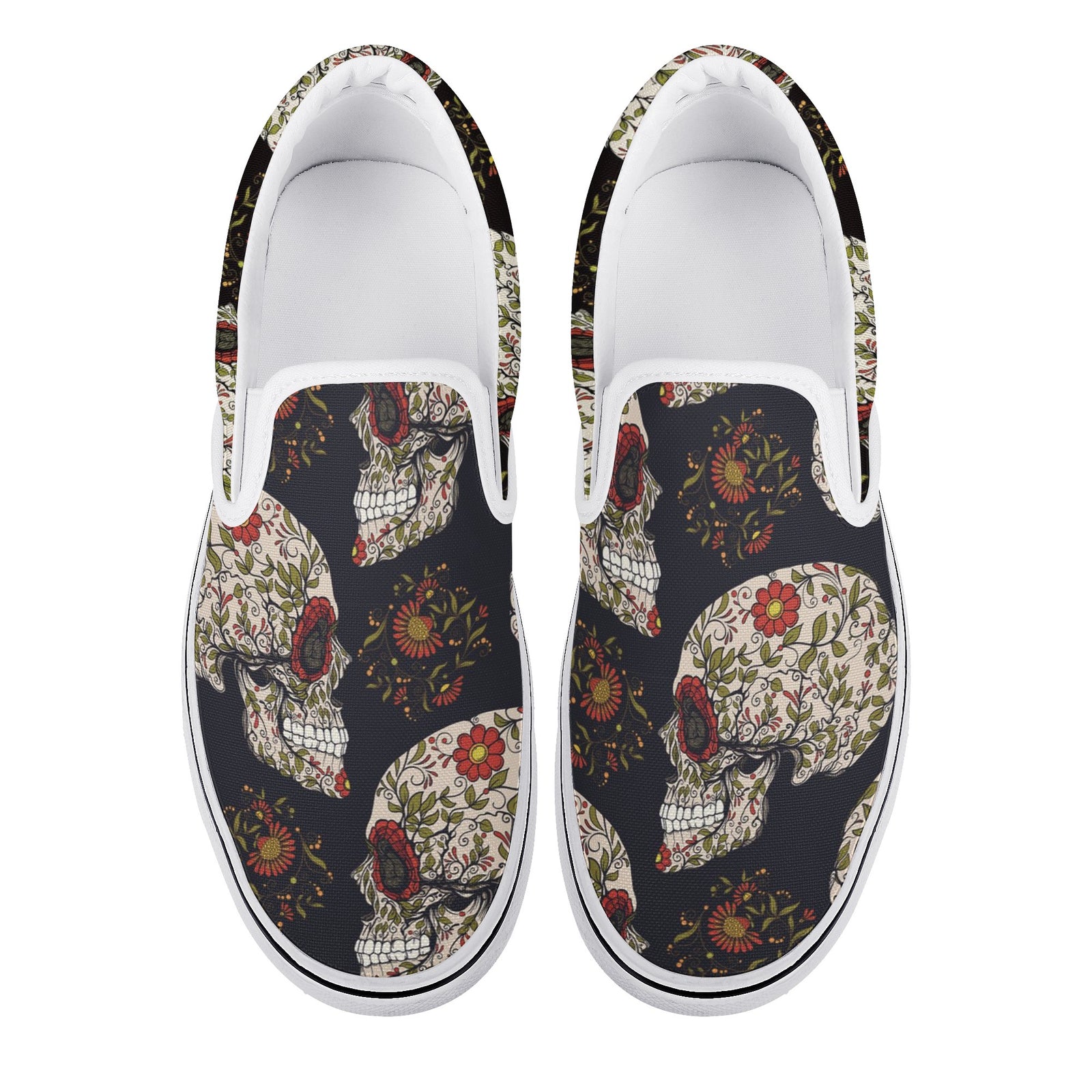 Skull Custom Vans Slip On Shoes