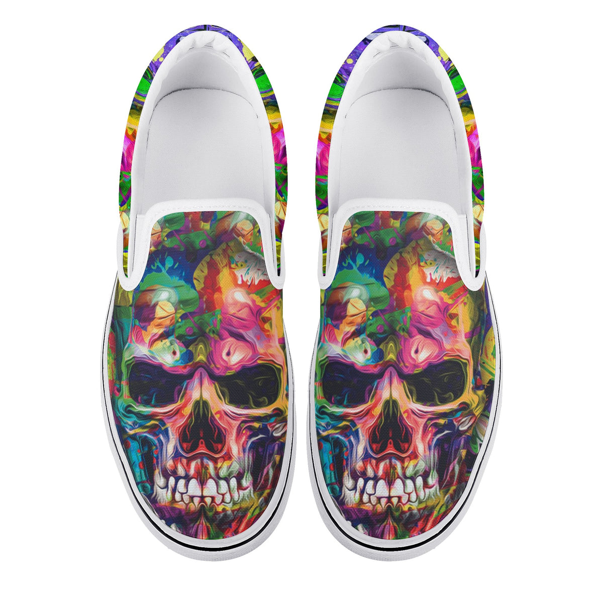 Skull Custom Vans Slip On Shoes