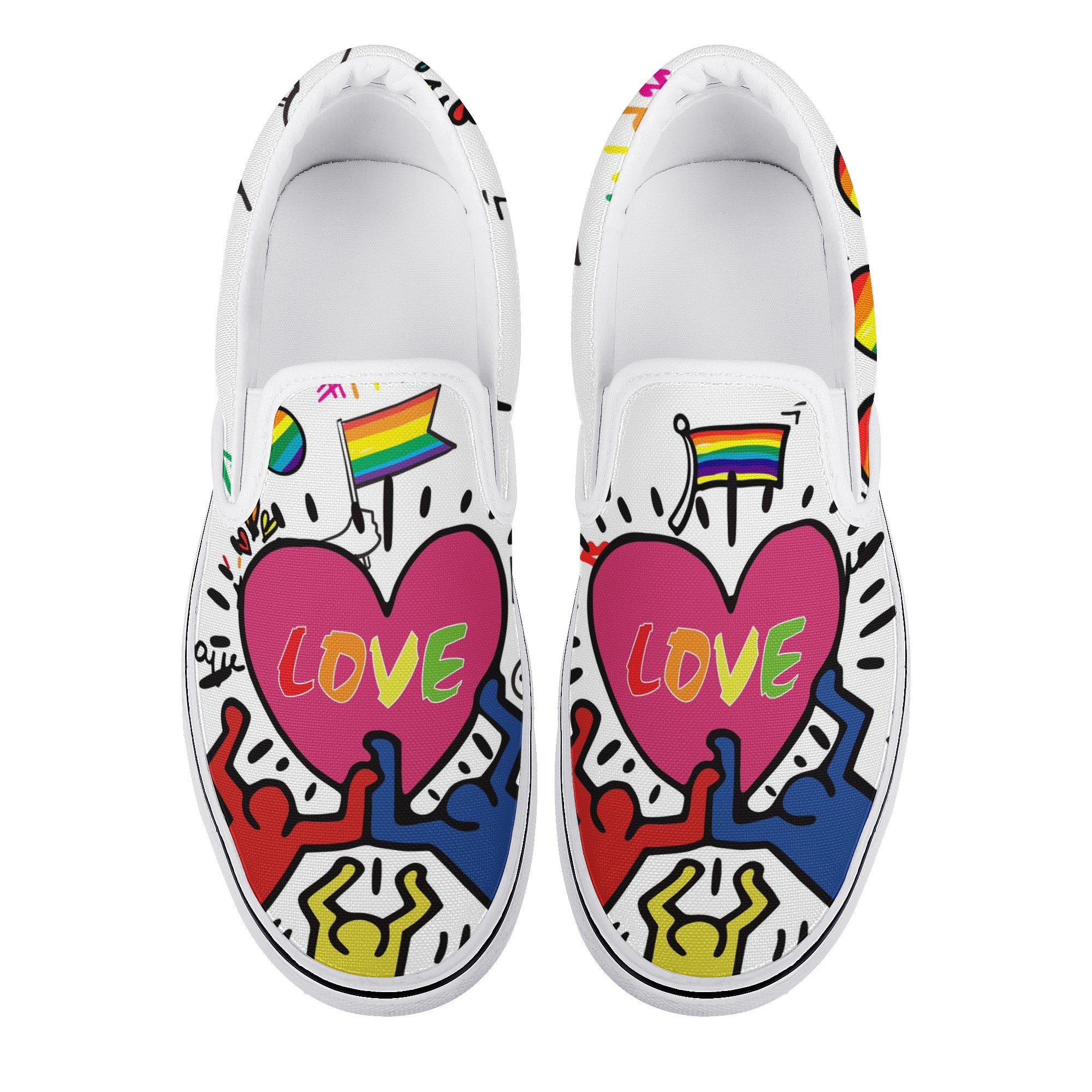 Rainbow Custom Vans Slip On Shoes