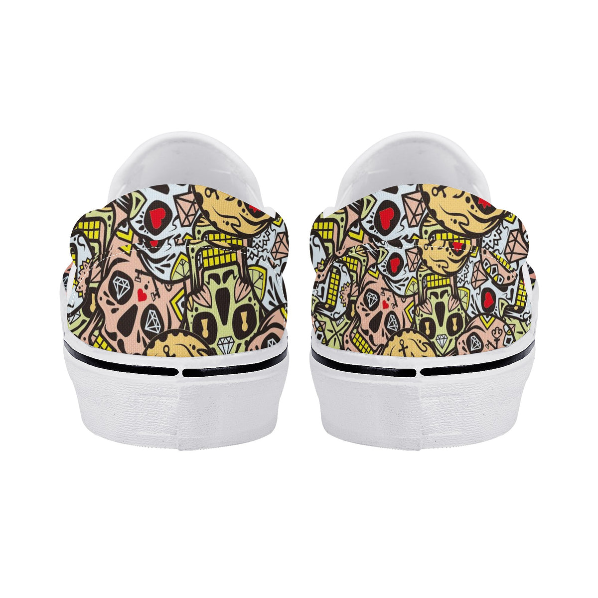 Skull Custom Vans Slip On Shoes