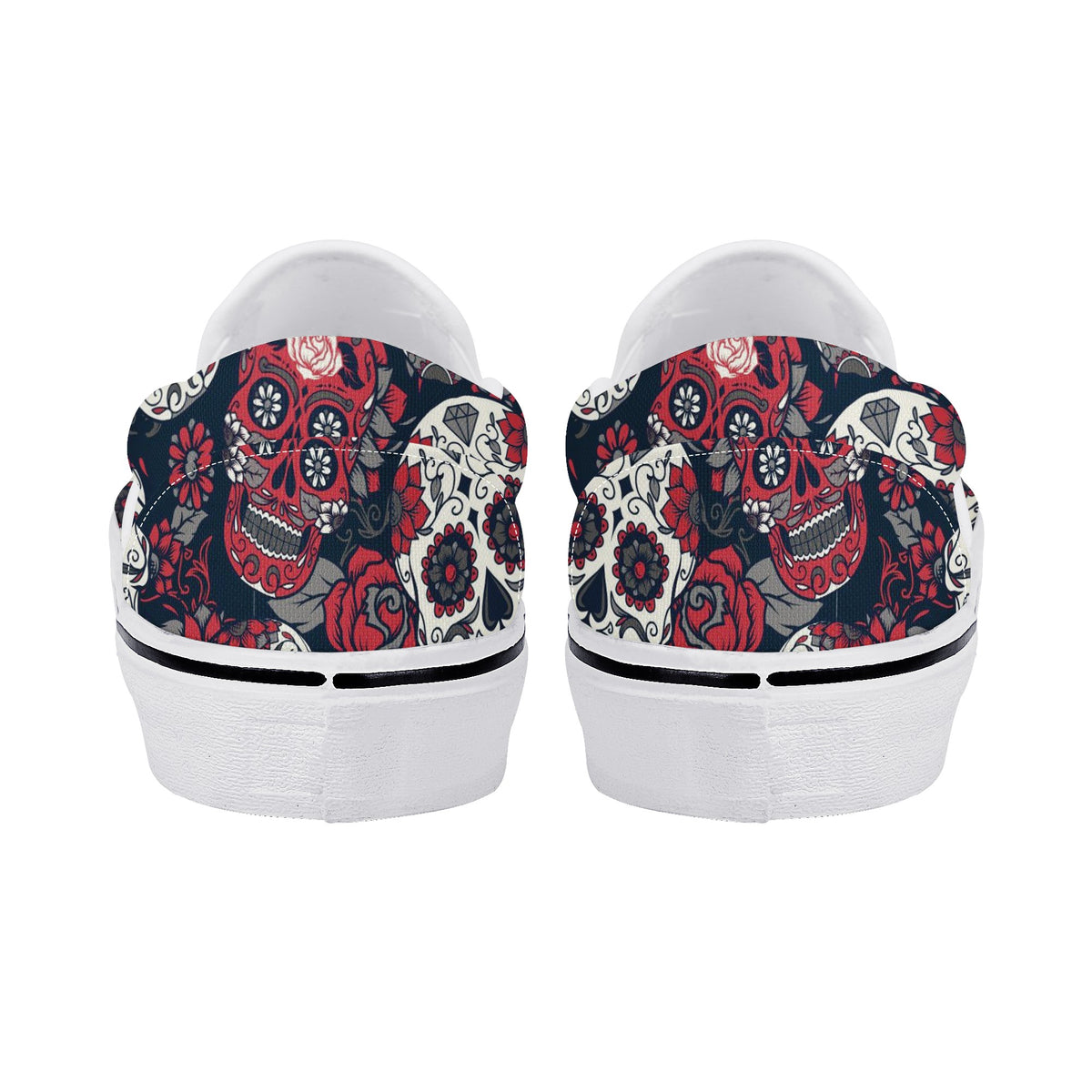 Skull Custom Vans Slip On Shoes