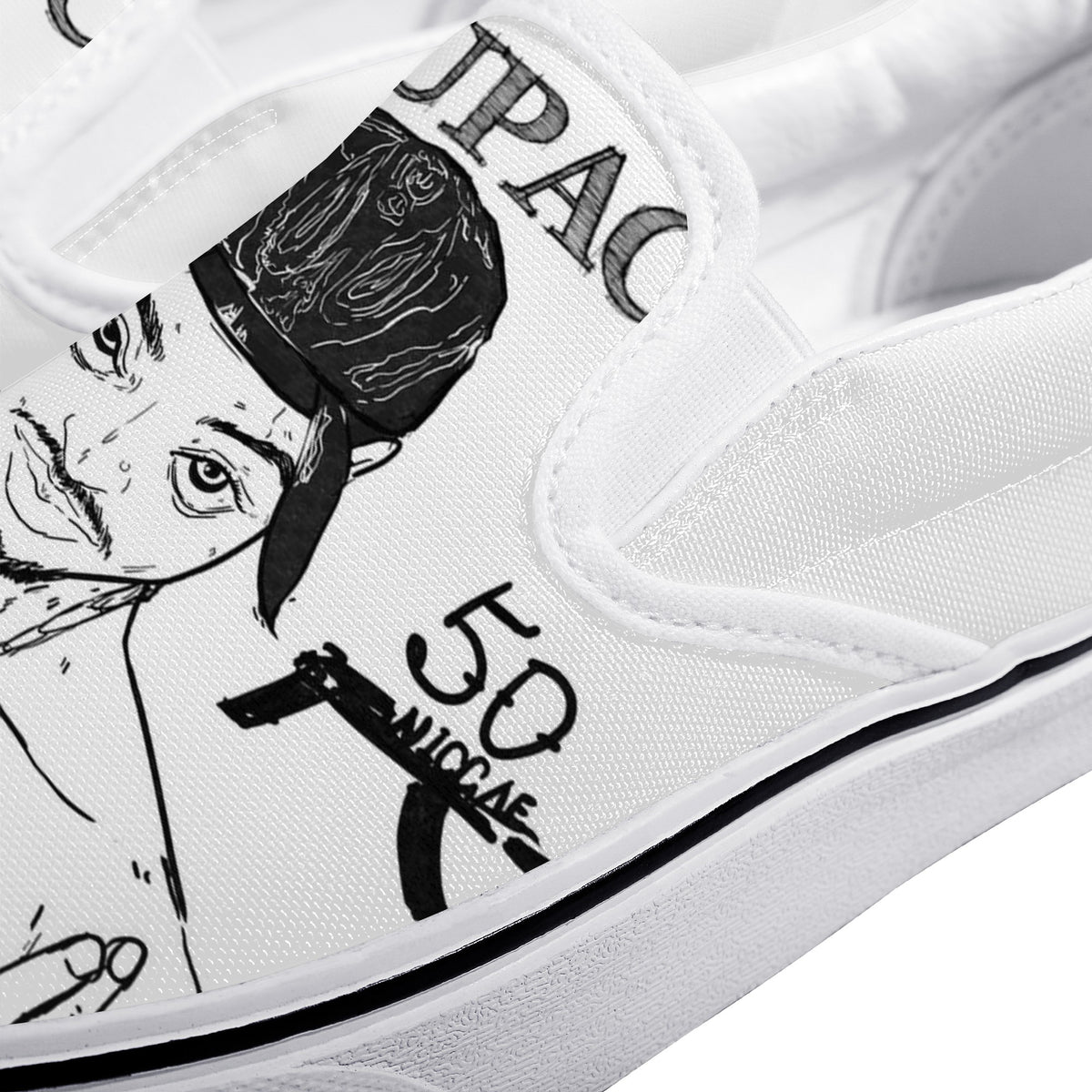 Tupac Shakur Custom Vans Slip On Shoes