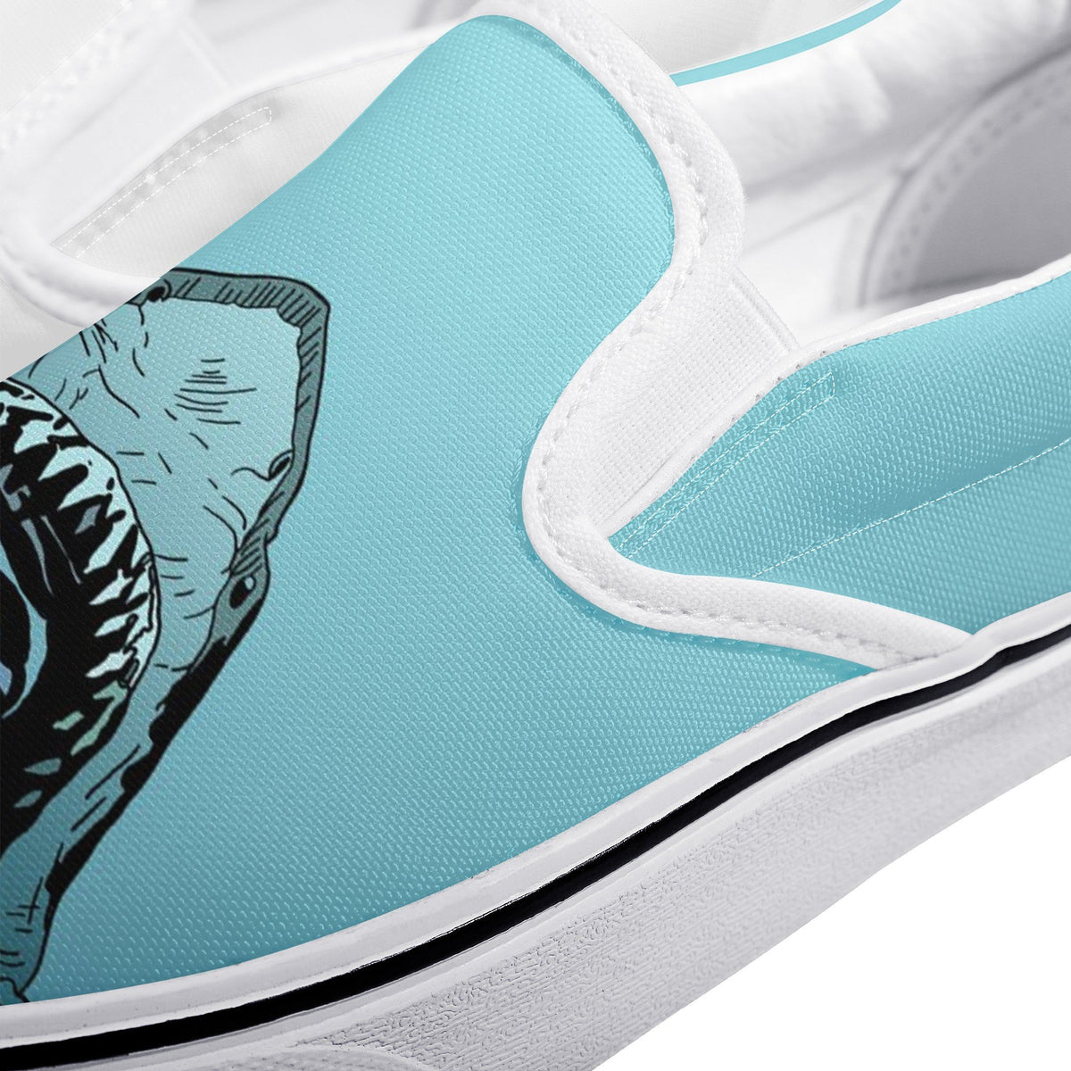 Blue Shark Custom Vans Slip On Shoes