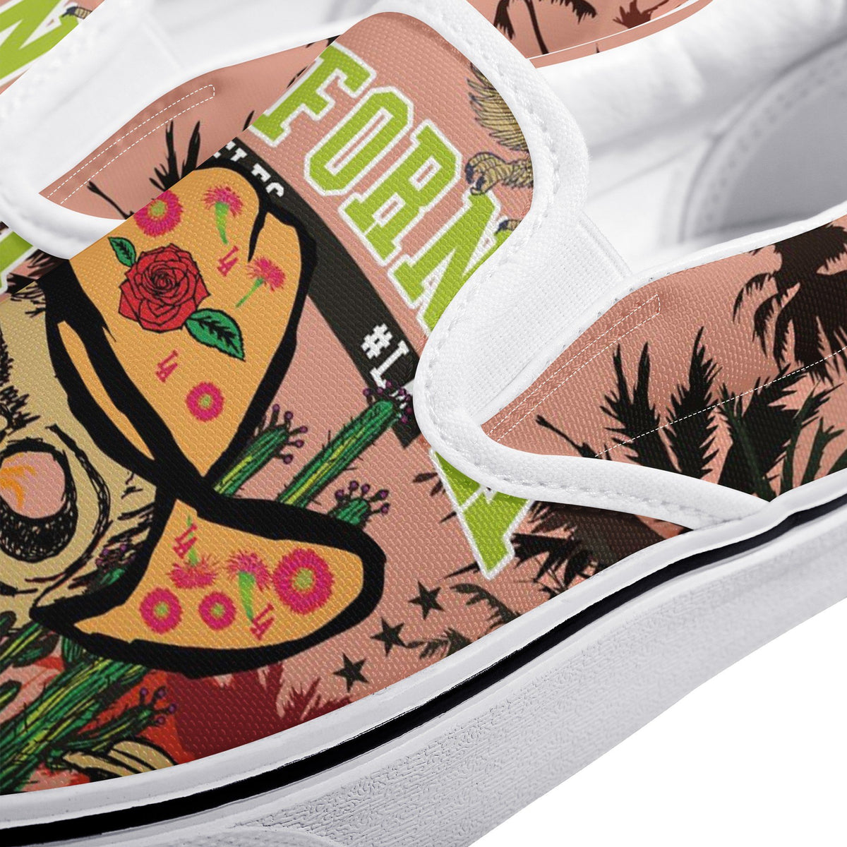 Skull Custom Vans Slip On Shoes