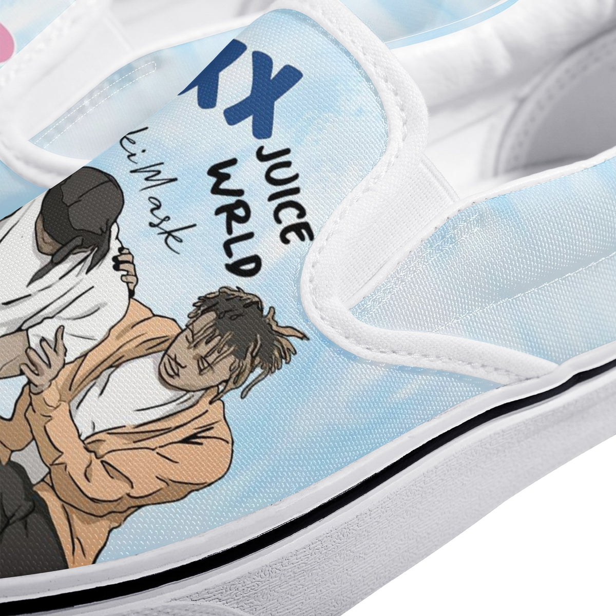 Juice Wrld &amp; Lil Peep &amp; XXXTentacion &amp; Ski Mask the Slump God Custom Vans Slip On Shoes
