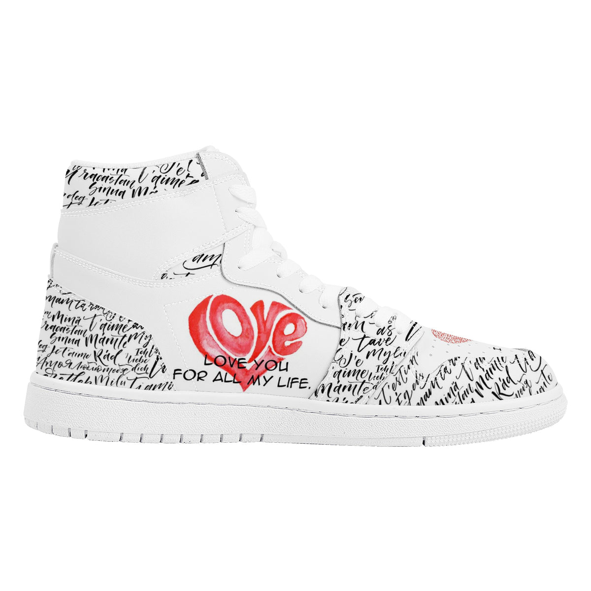 Heart Custom Nike Air Jordan 1 Leather Sneaker