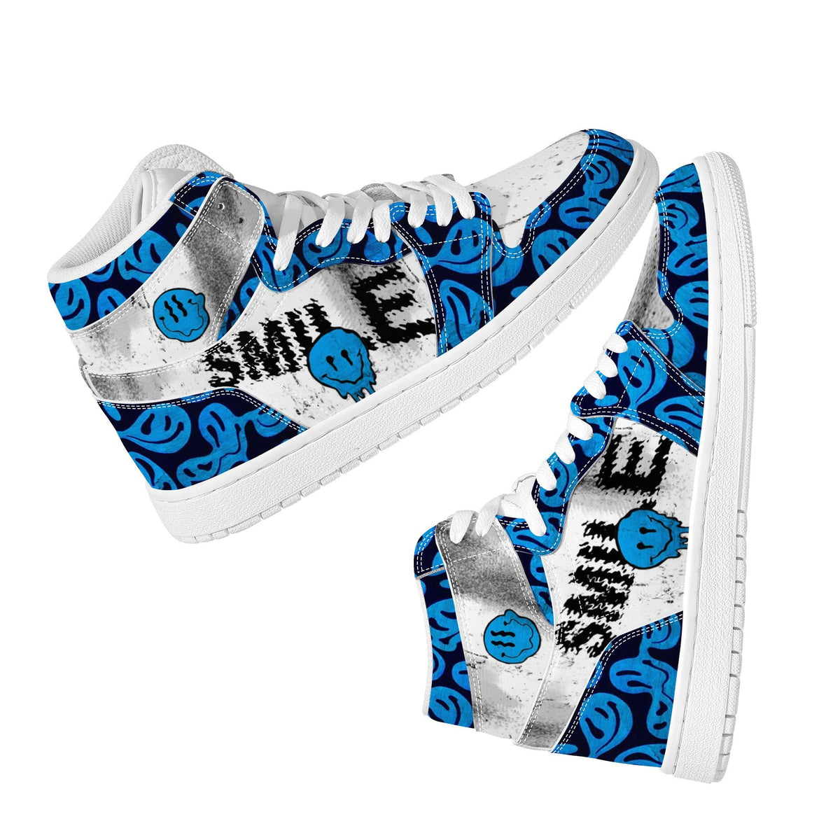 Distorted Smiley Custom Nike Air Jordan 1 Leather Sneaker