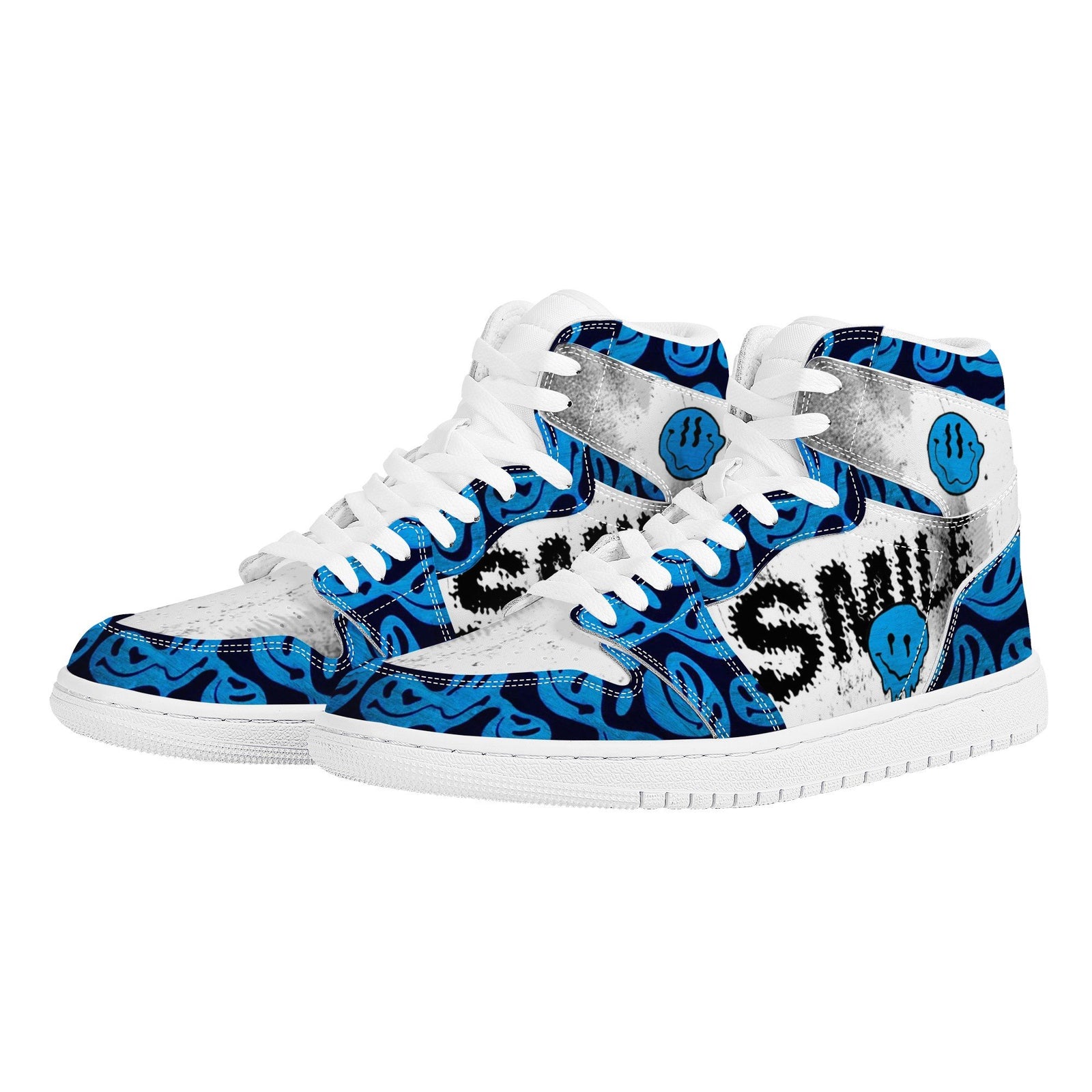 Distorted Smiley Custom Nike Air Jordan 1 Leather Sneaker