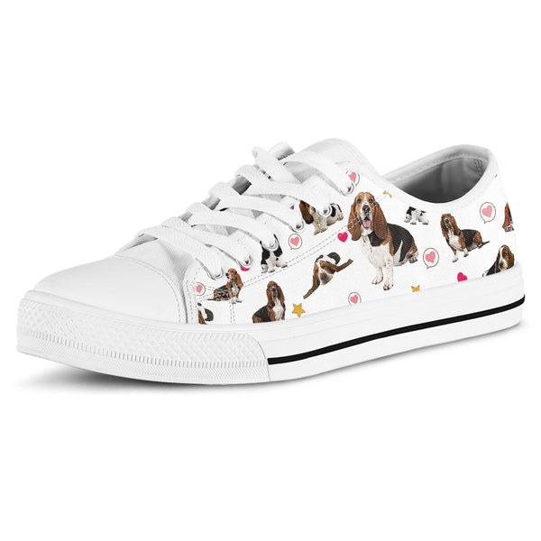 Pattern Print Basset Hound Dog Black Sneaker Shoes For Men Women main image 1