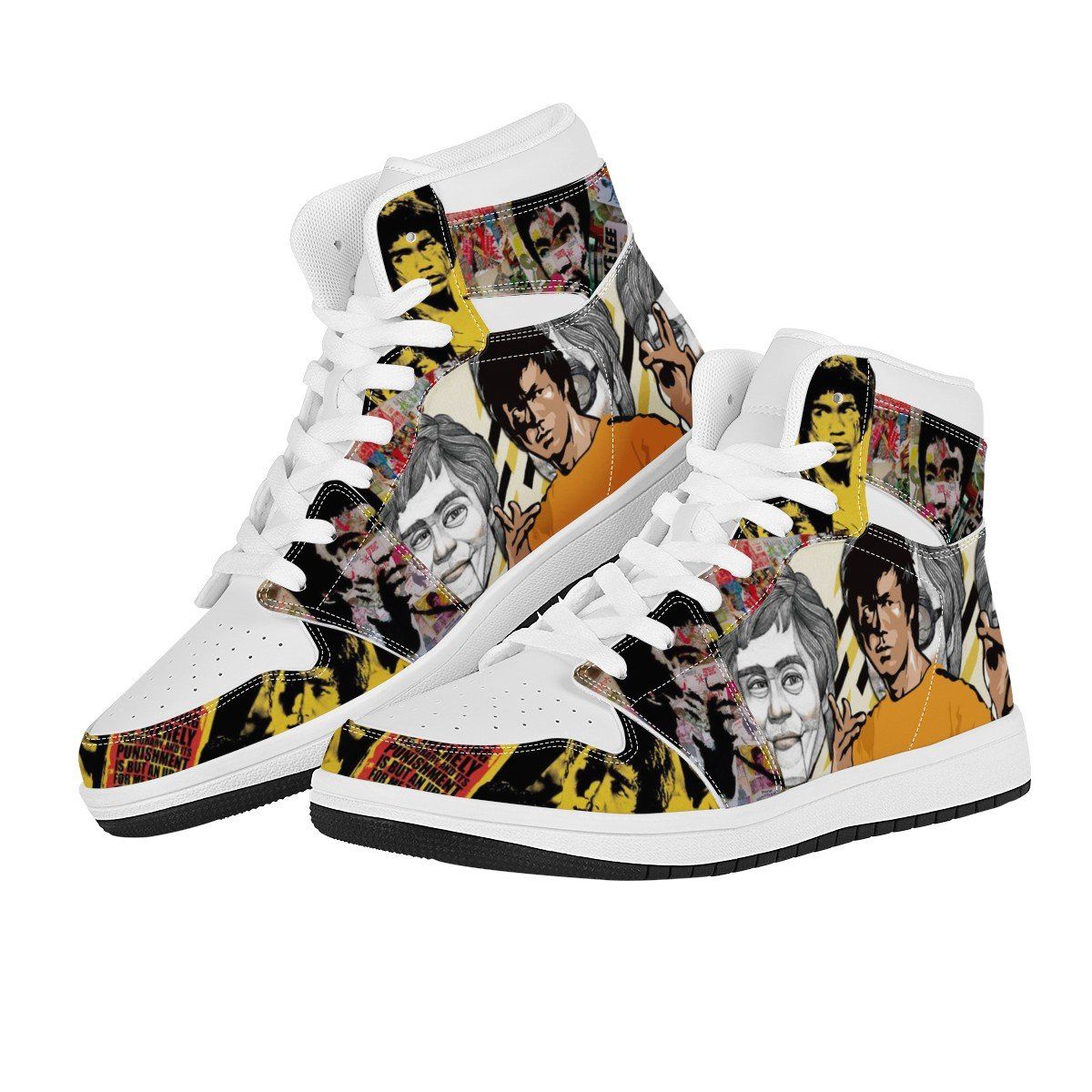 Bruce Lee High Top Leather Sneaker Custom jordan 1, Bruce Lee noxfan 