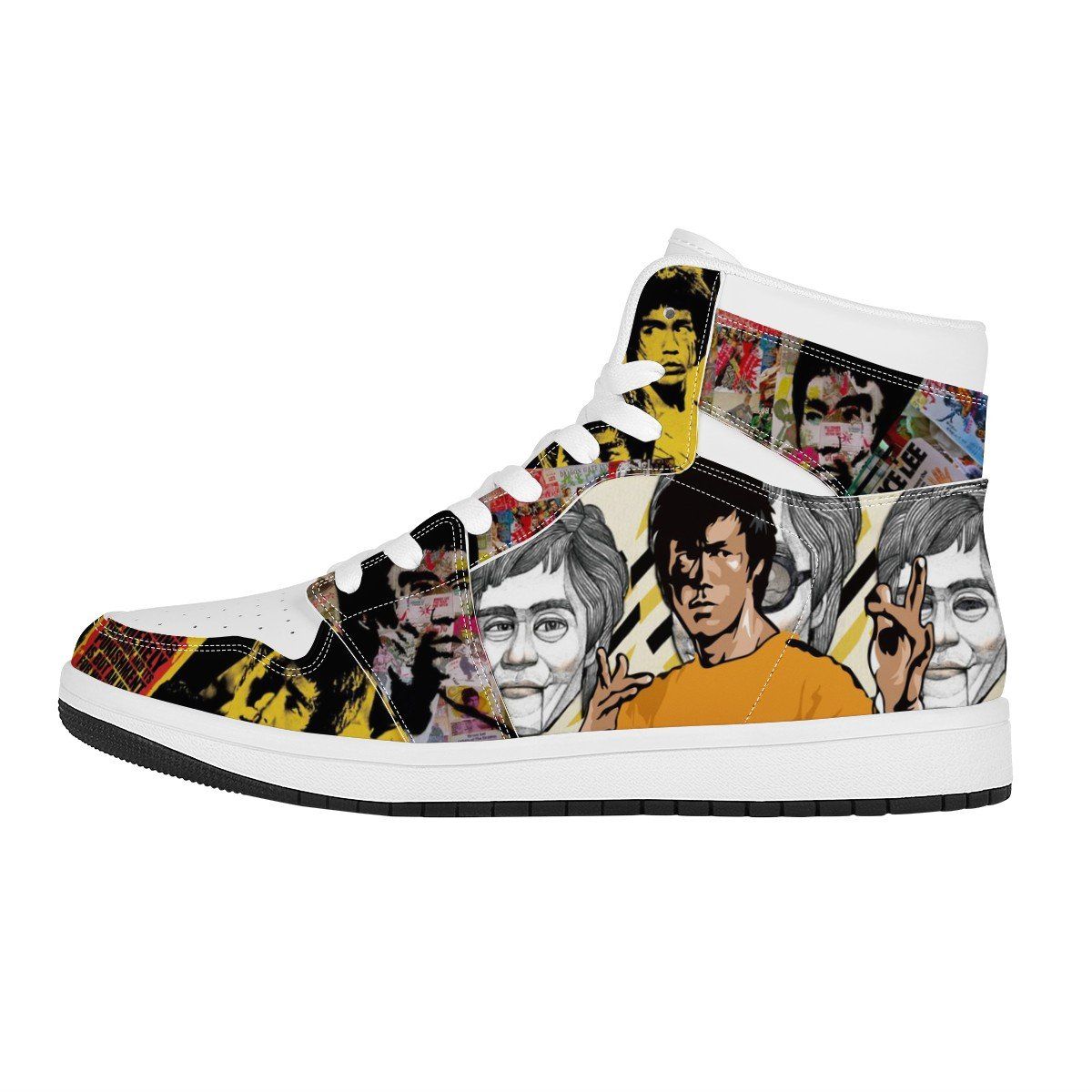 Bruce Lee High Top Leather Sneaker Custom jordan 1, Bruce Lee noxfan Women US5.5 (EU36) 