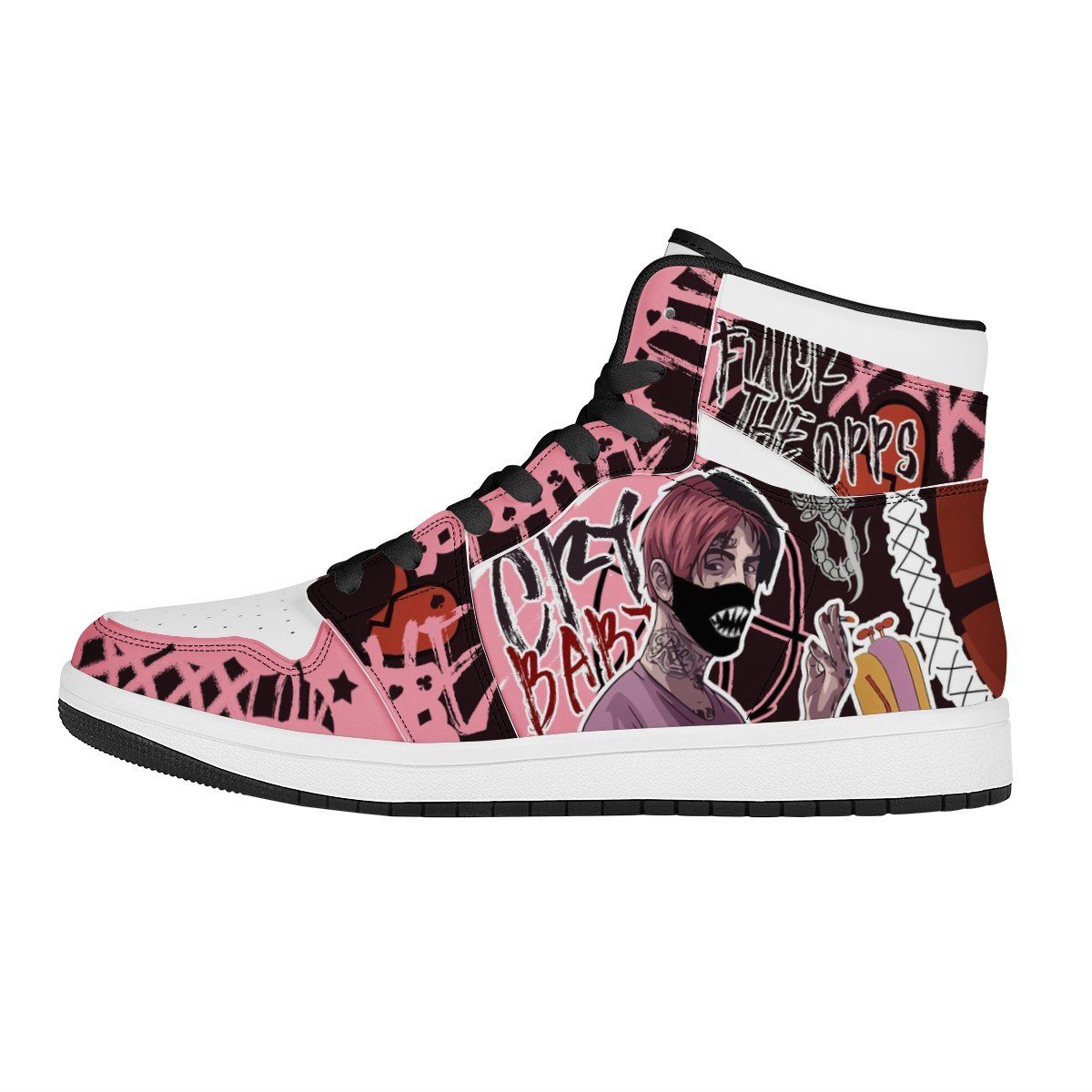 CBY Baby High Top Leather Sneaker Custom jordan 1, Rapper, Lil Peep noxfan Women US5.5 (EU36) 