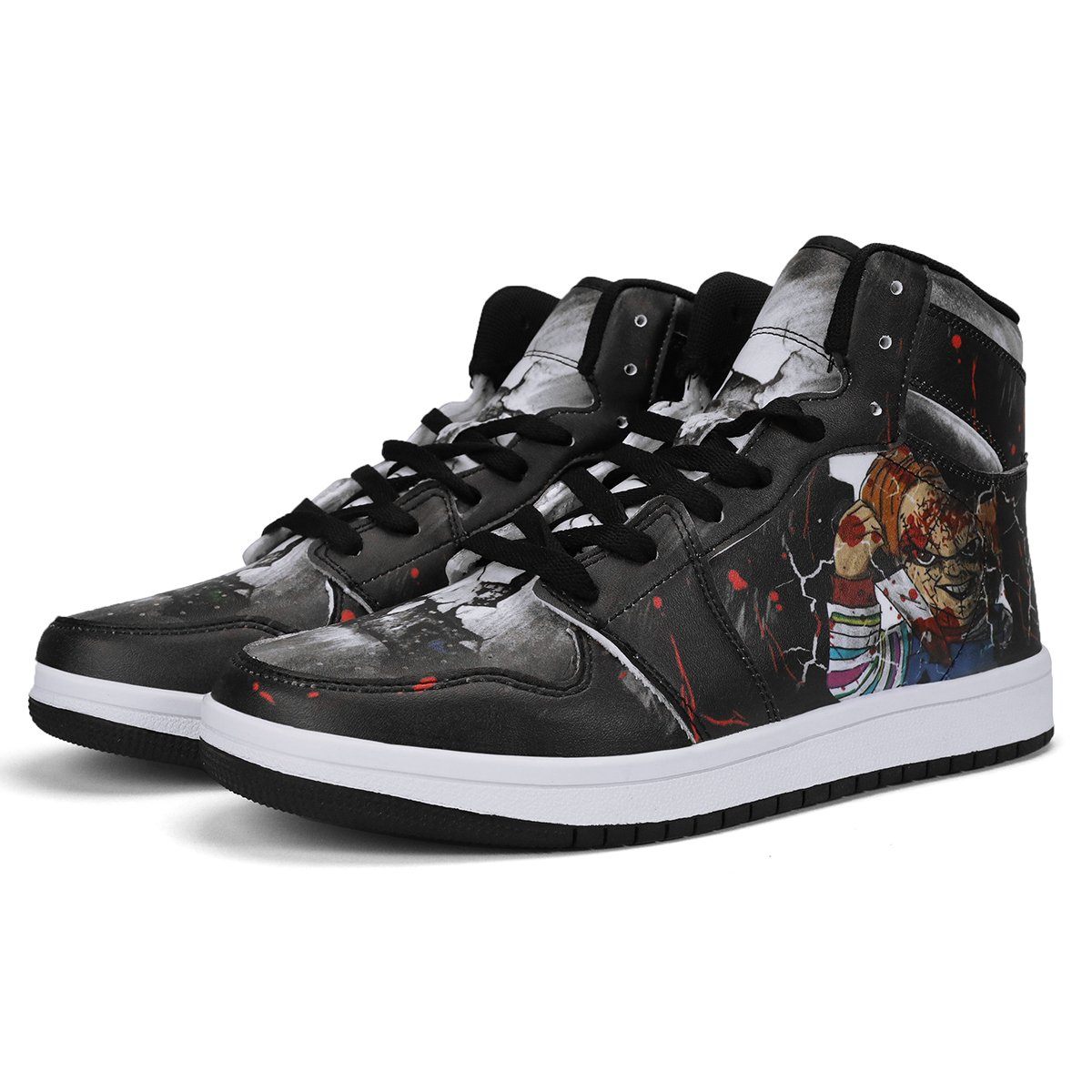 Chucky High Top Leather Sneaker Custom Jordan 1, Horror, Chucky noxfan 
