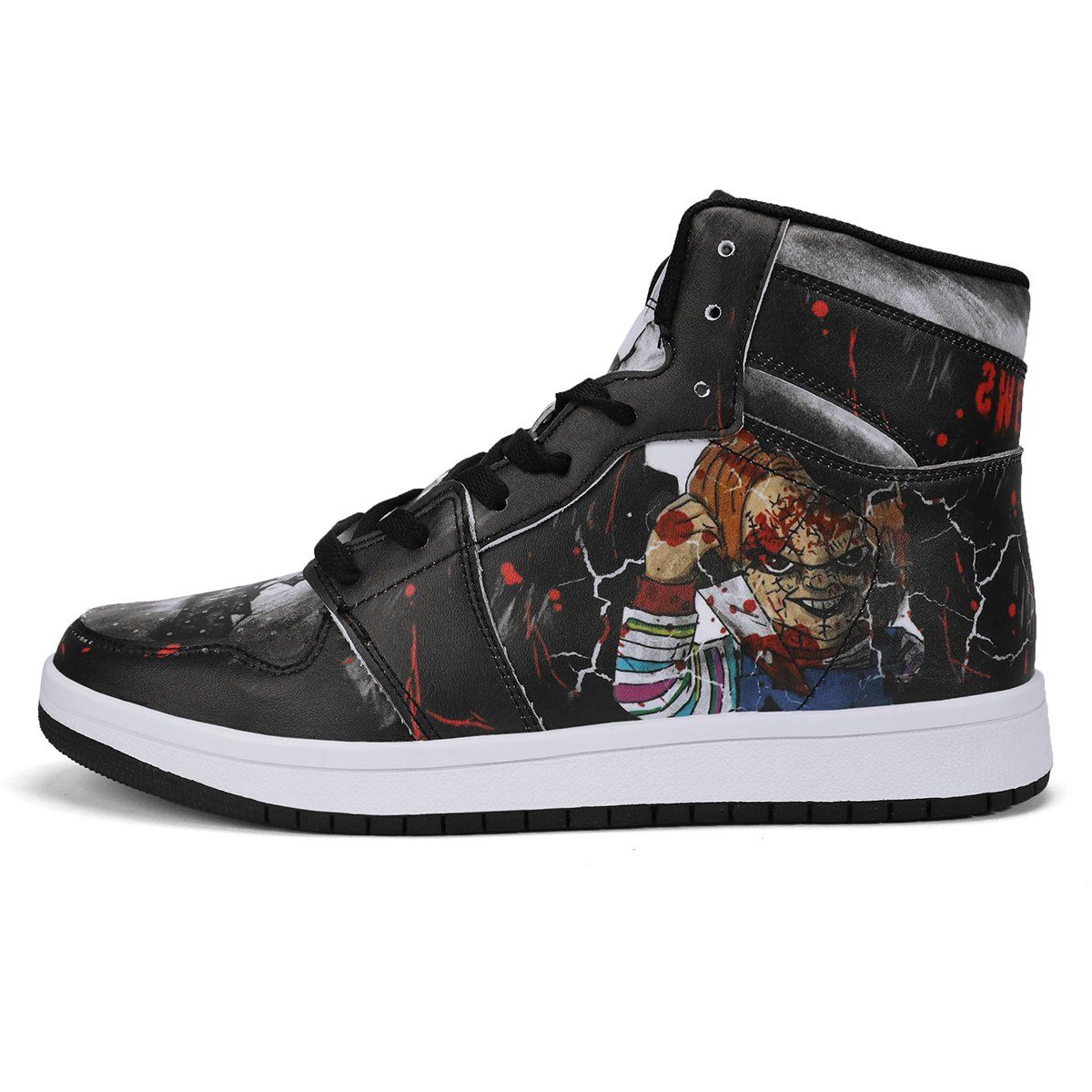 Chucky High Top Leather Sneaker Custom Jordan 1, Horror, Chucky noxfan 