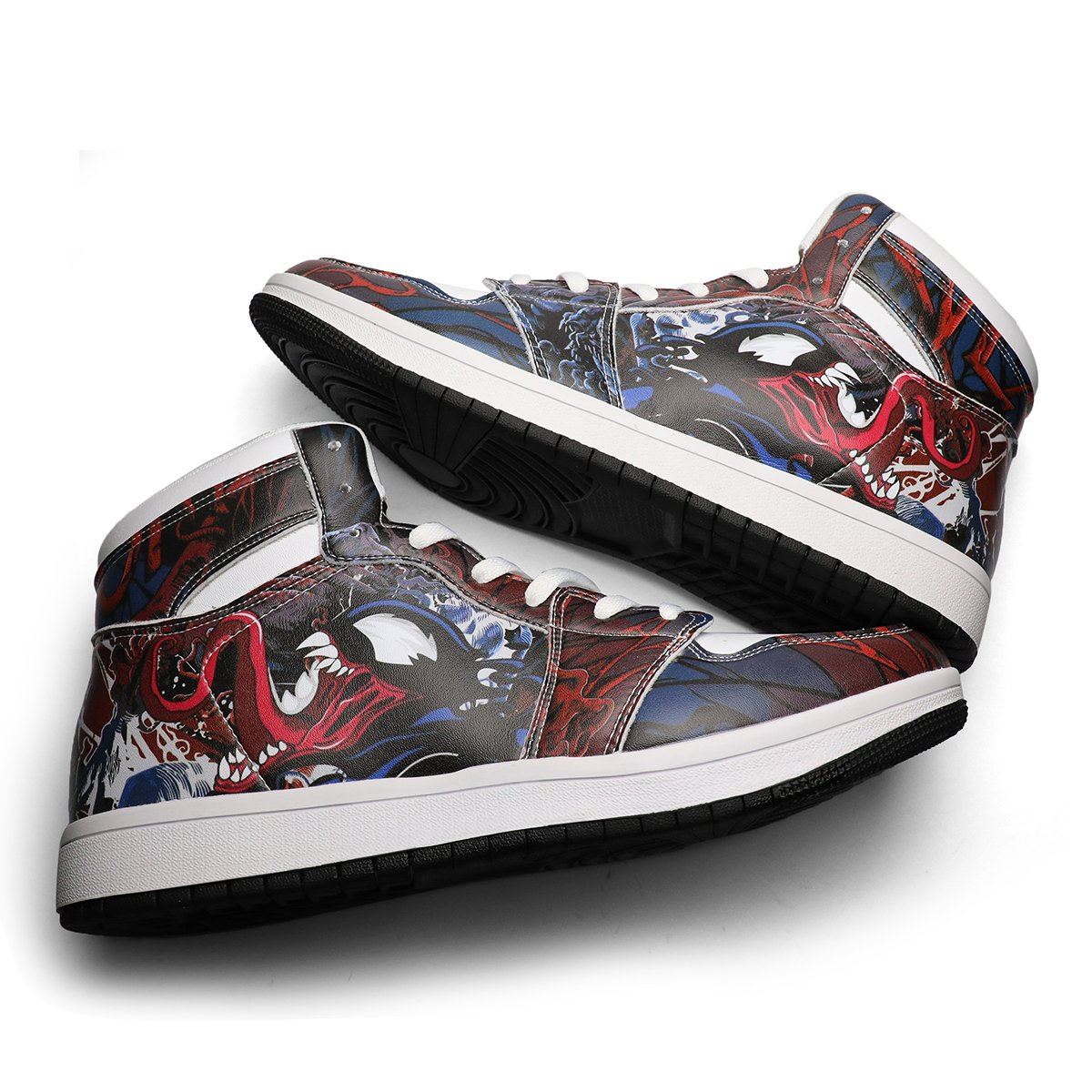Eddie Brock High Top Leather Sneaker Custom Jordan 1, Horror, Venom noxfan 