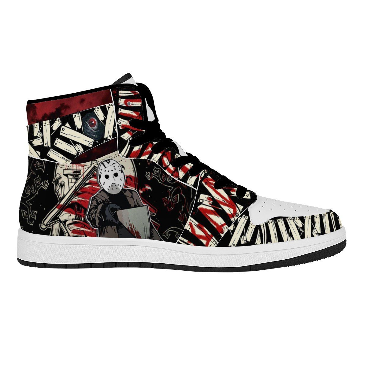 Friday The 13th High Top Leather Sneaker Custom Jordan 1, Horror, Jason Voorhees noxfan 