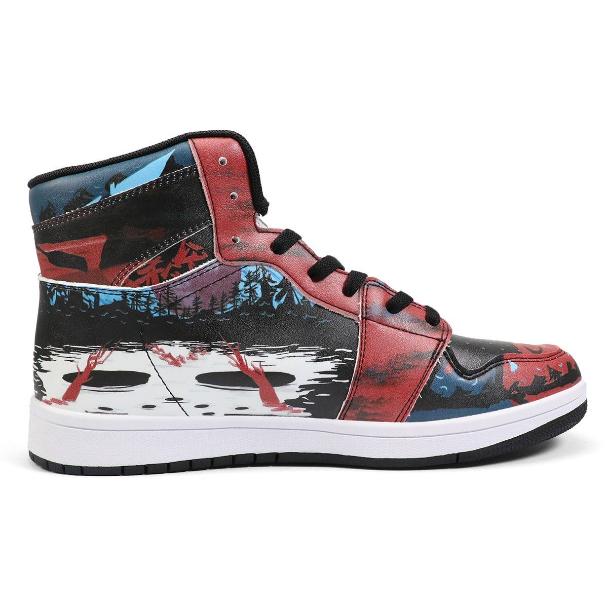 Friday The 13th High Top Leather Sneaker Custom Jordan 1, Horror, Jason Voorhees noxfan 