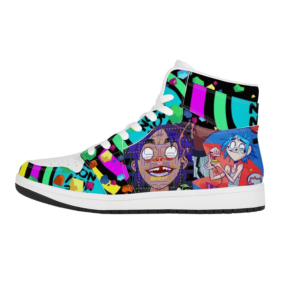 Gorillaz High Top Leather Sneaker Custom Jordan 1, Rapper, Gorillaz noxfan Women US5.5 (EU36) 