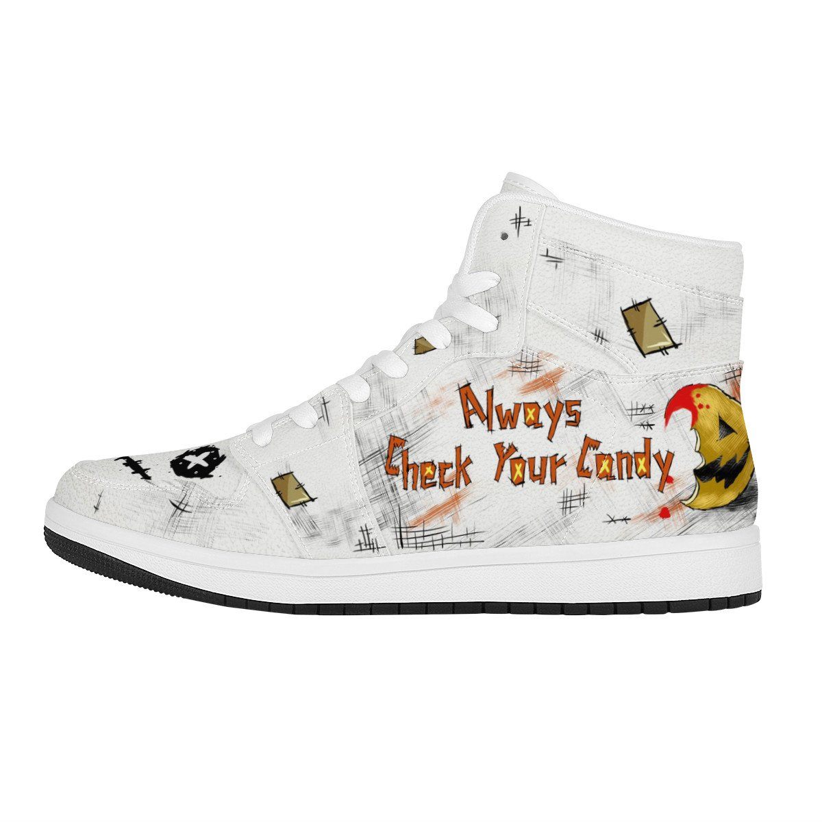 Halloween High Top Leather Sneaker Custom Jordan 1, Horror, HALLOWEEN noxfan Women US5.5 (EU36) 