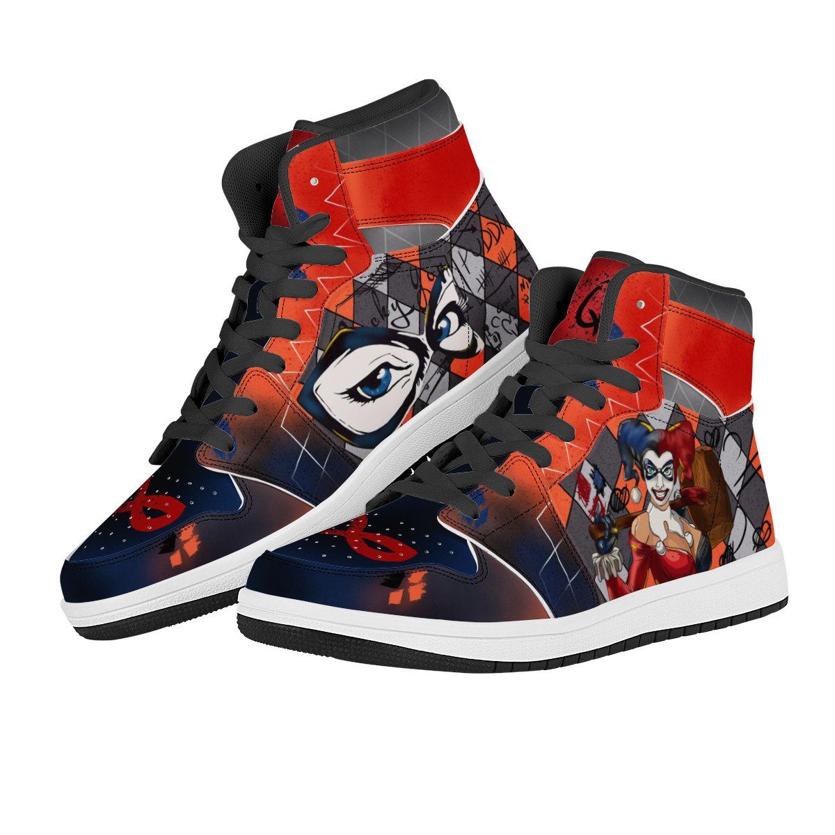 Harley Quinn High Top Leather Sneaker Custom Jordan 1, Harley Quinn noxfan 